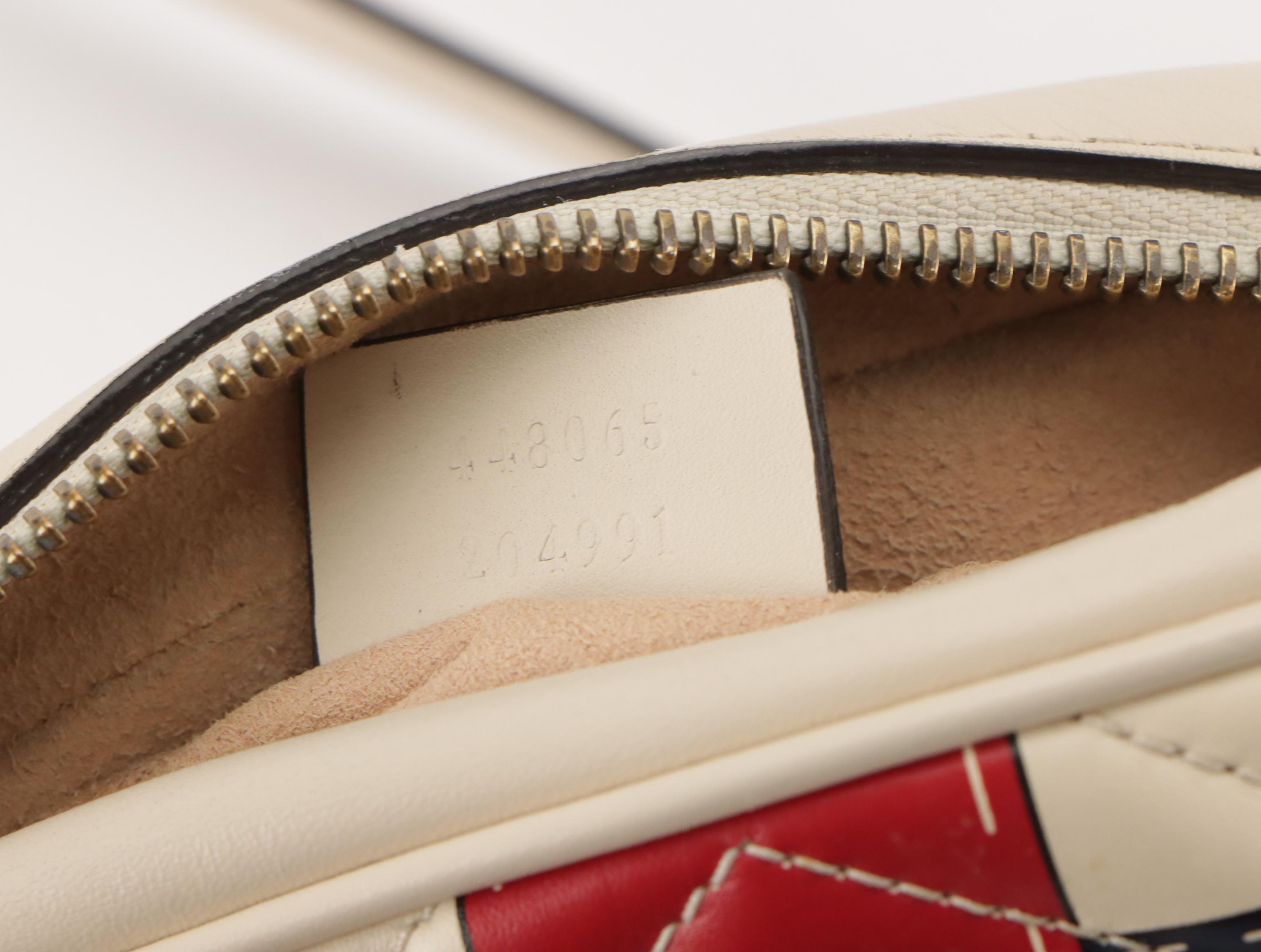 Gucci Trompe L'Oeil Print GG Marmont Chain Shoulder Bag in Matelassé Leather