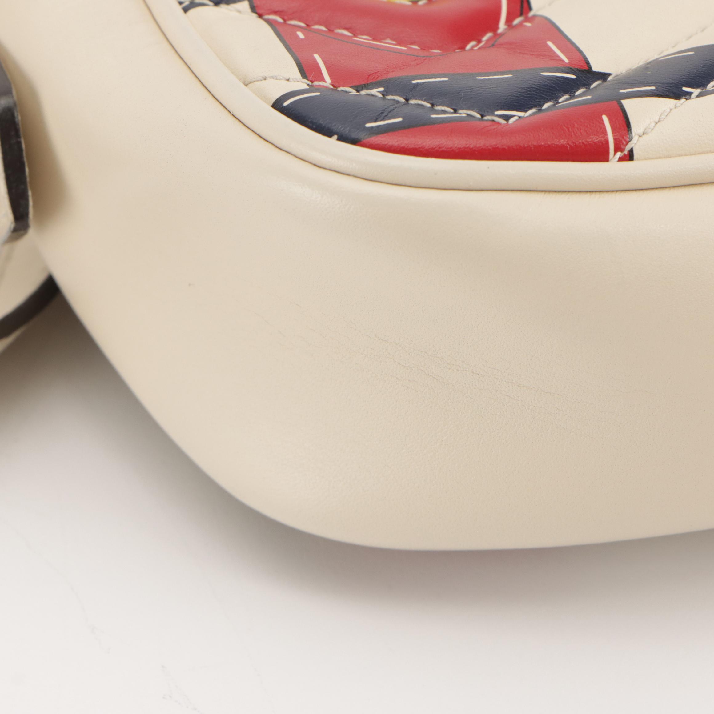 Gucci Trompe L'Oeil Print GG Marmont Chain Shoulder Bag in Matelassé Leather