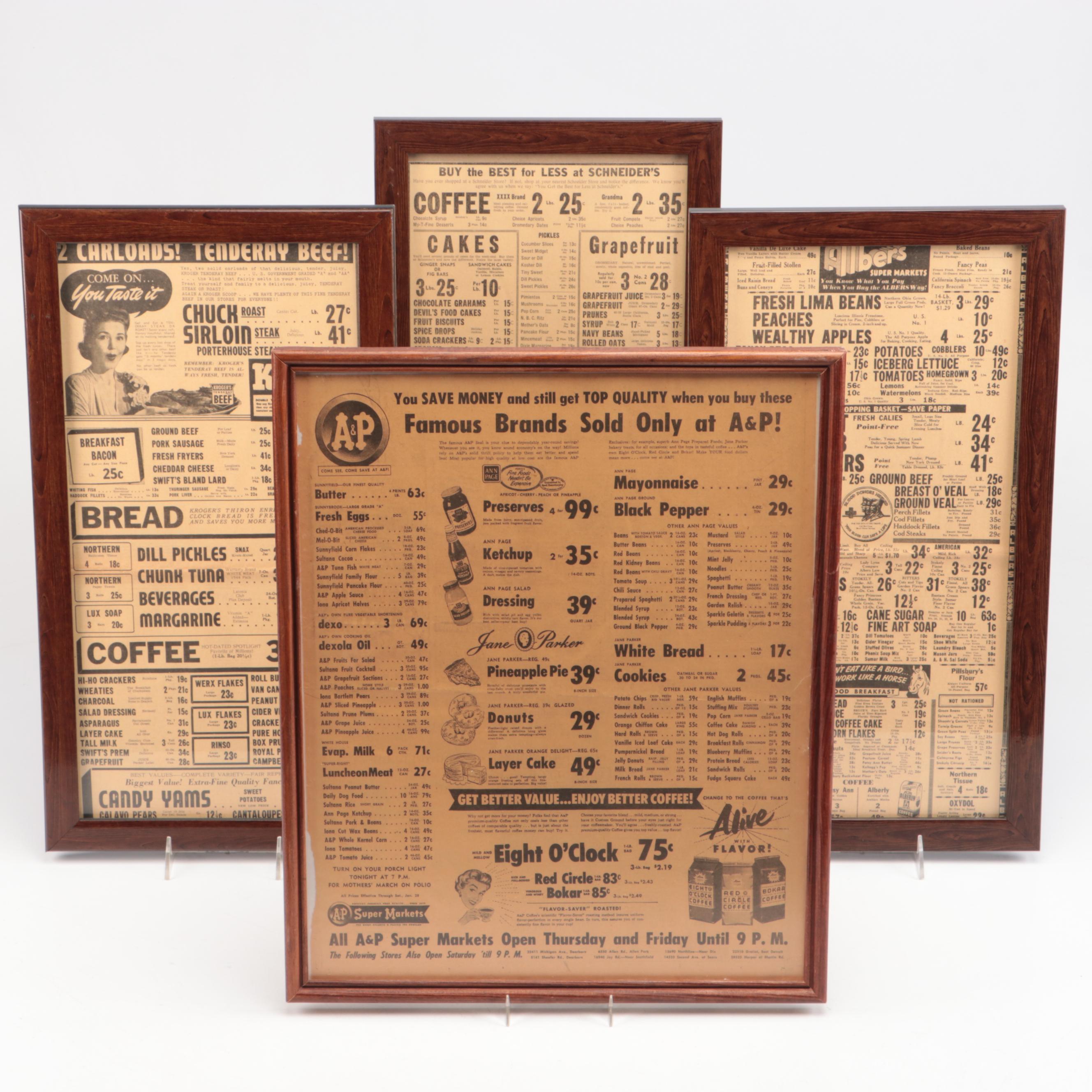 Vintage Wall Hanging Newspaper Grocery Store Ads