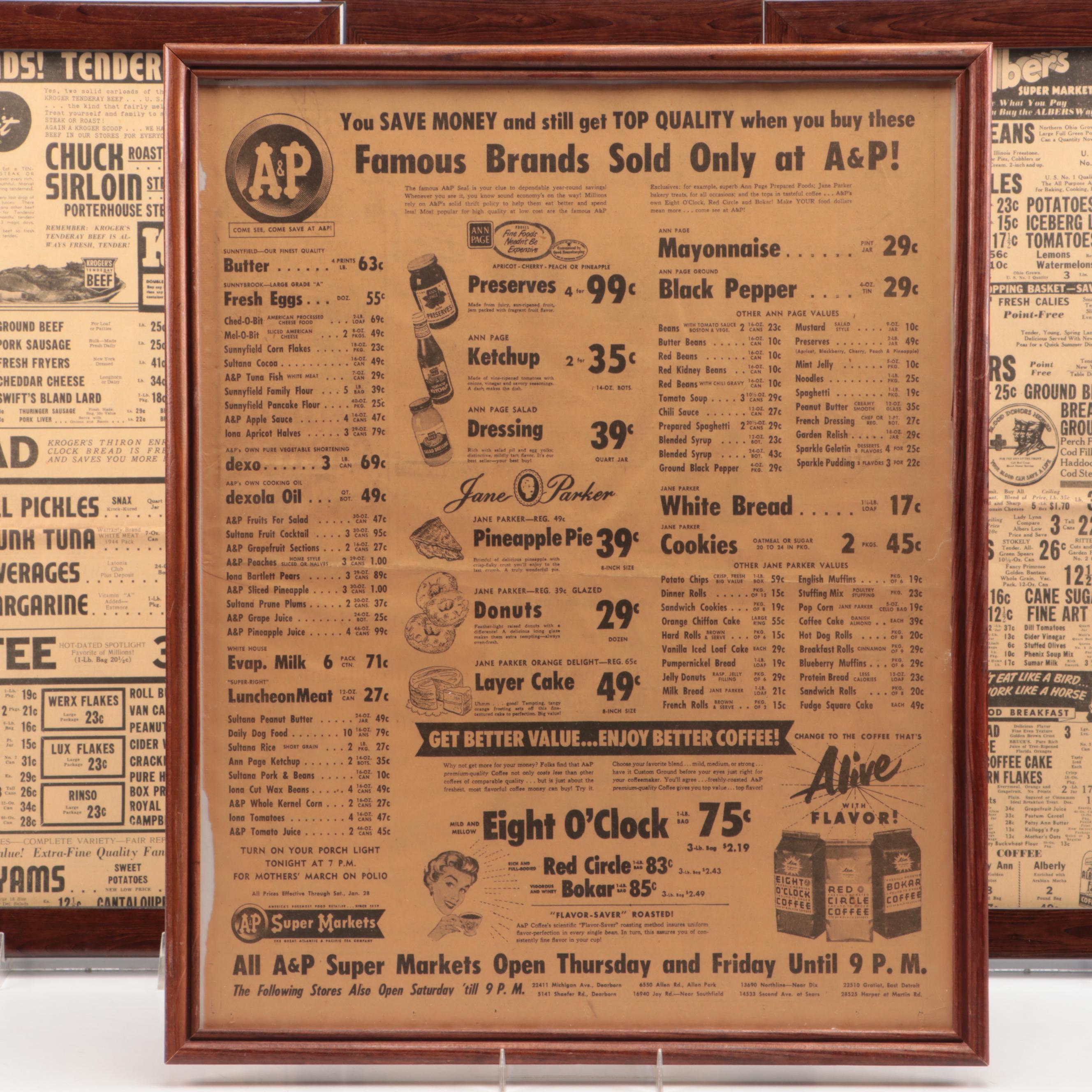 Vintage Wall Hanging Newspaper Grocery Store Ads