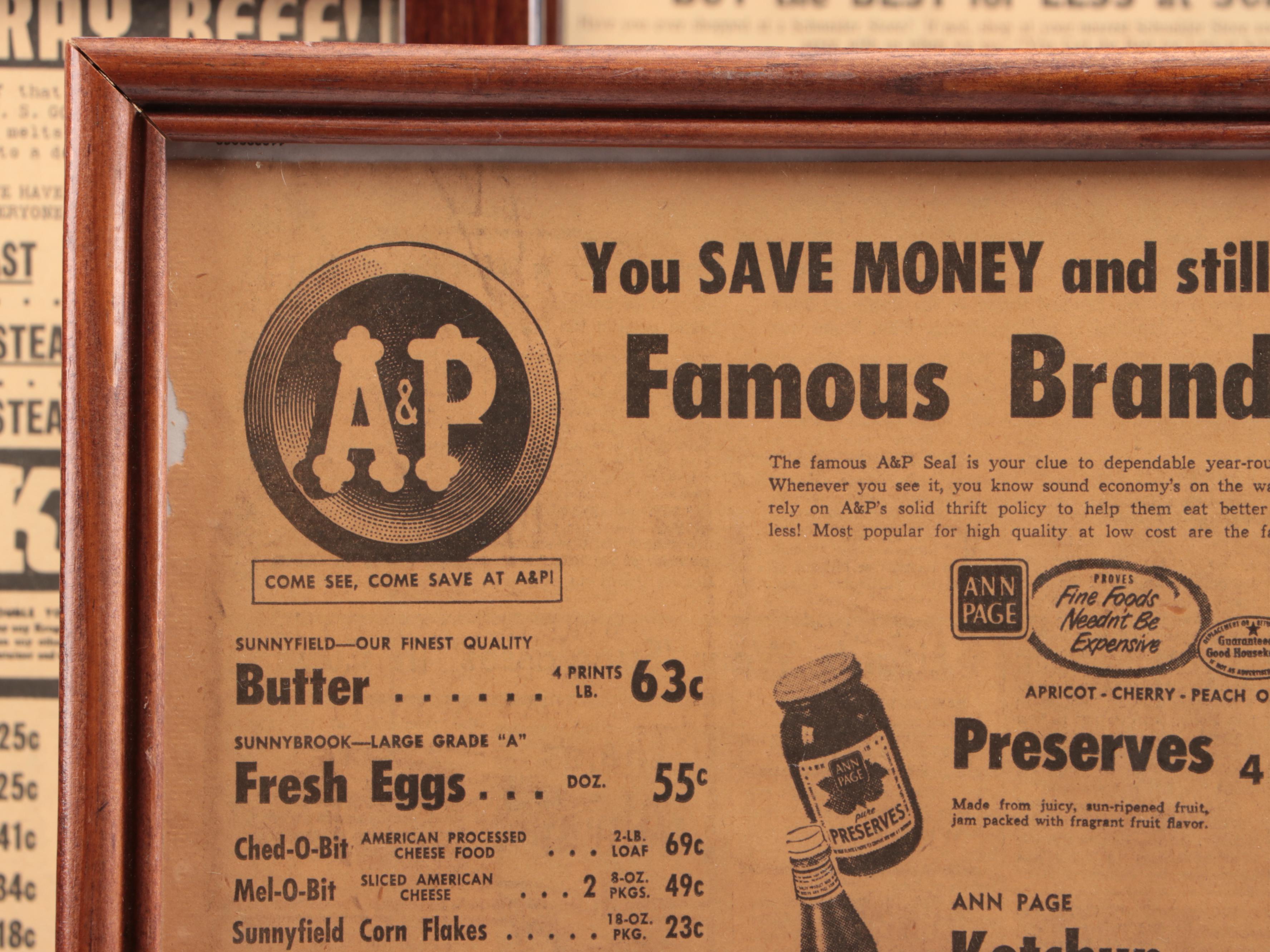 Vintage Wall Hanging Newspaper Grocery Store Ads