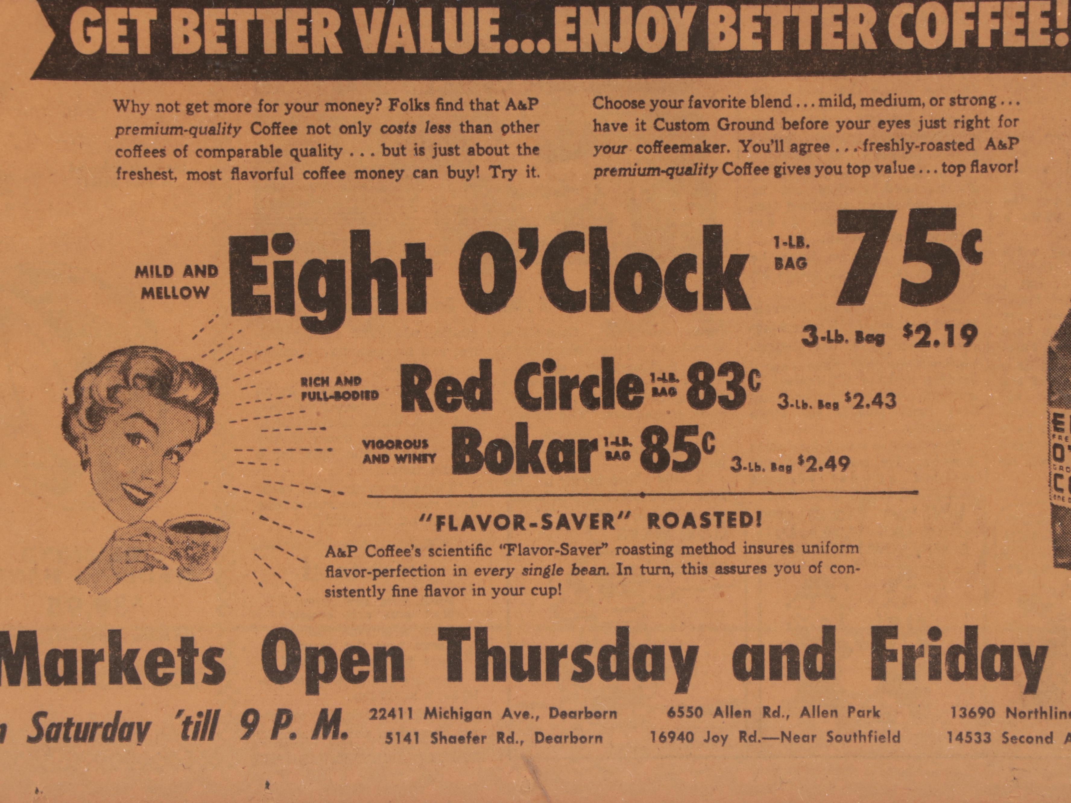 Vintage Wall Hanging Newspaper Grocery Store Ads