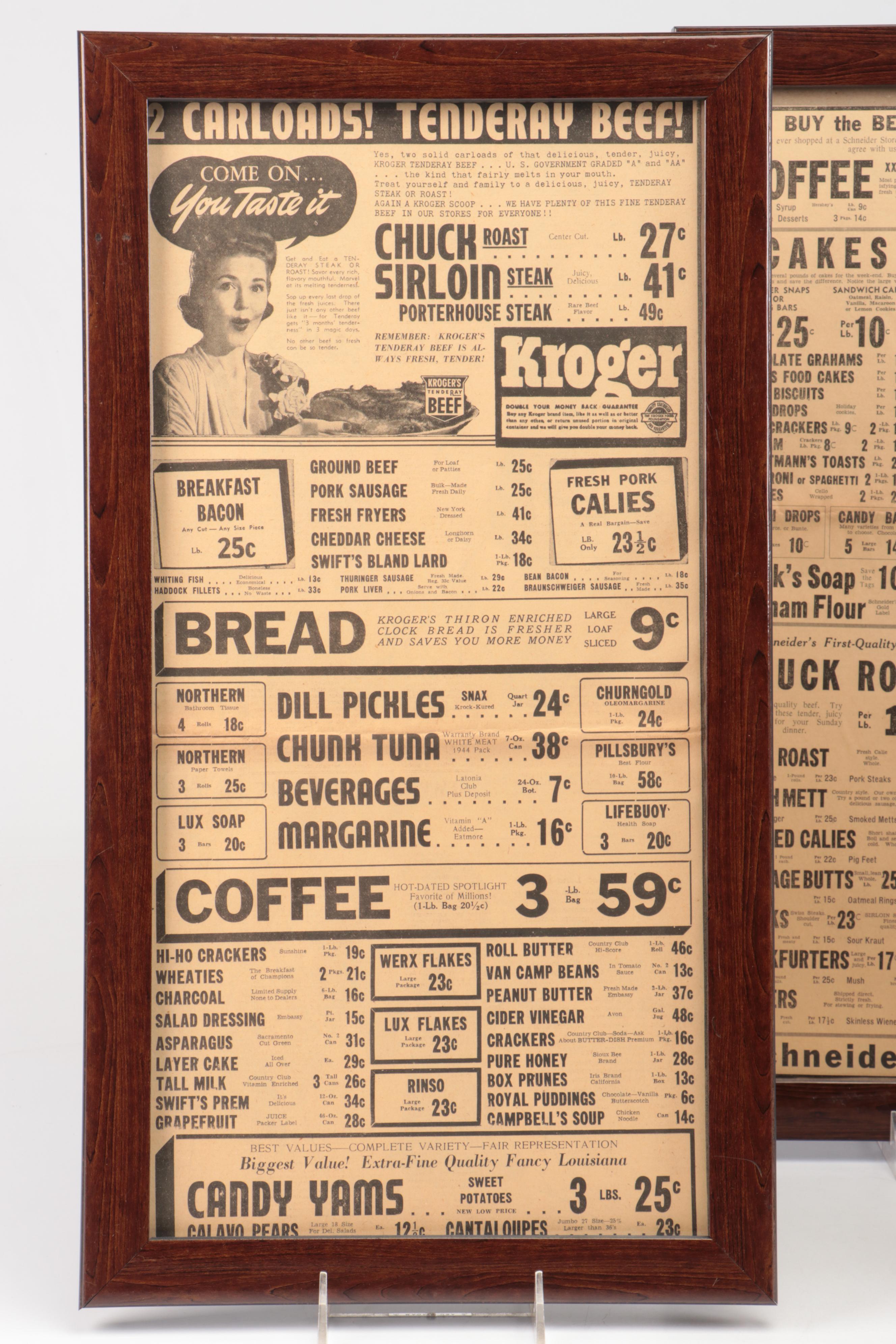 Vintage Wall Hanging Newspaper Grocery Store Ads