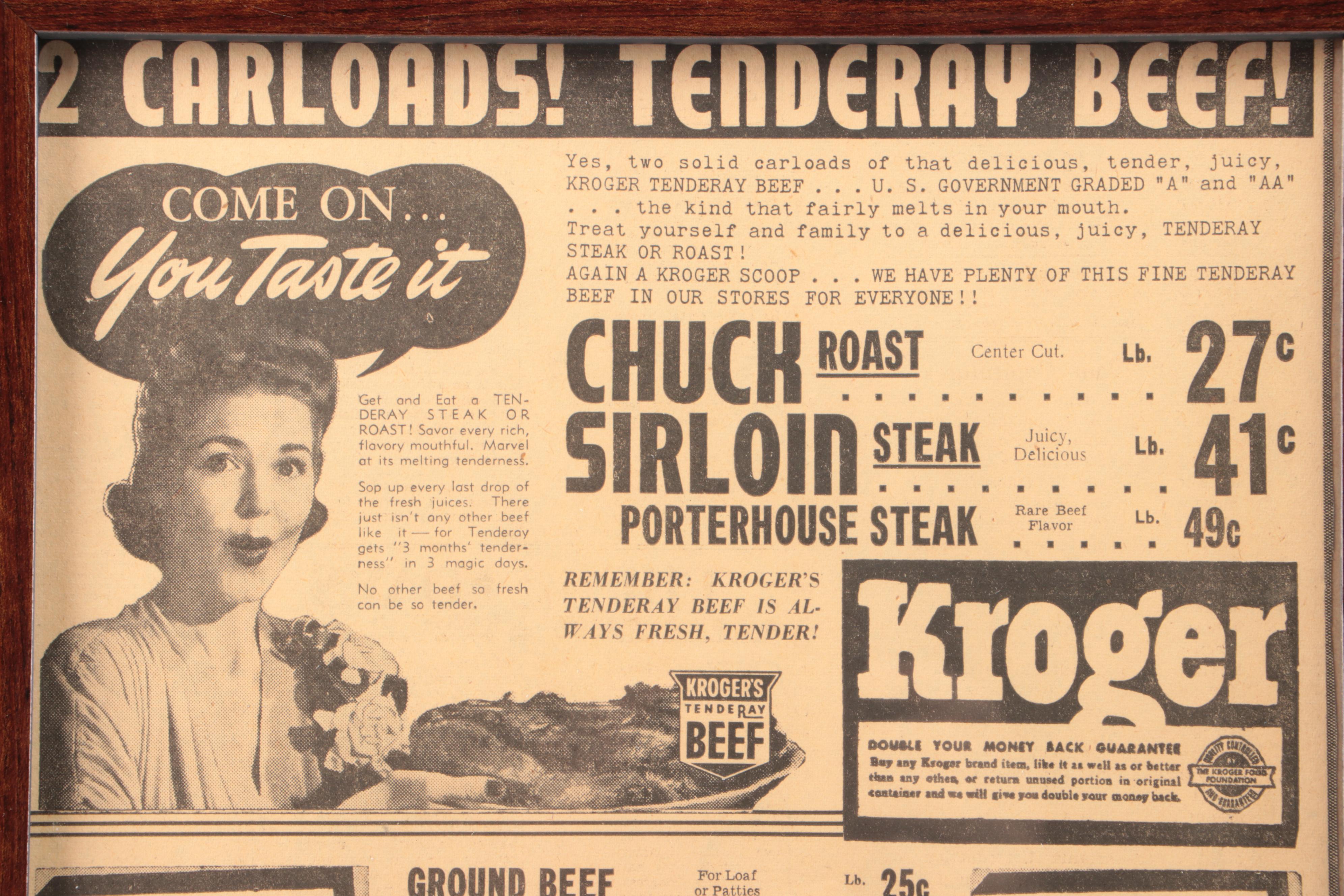 Vintage Wall Hanging Newspaper Grocery Store Ads