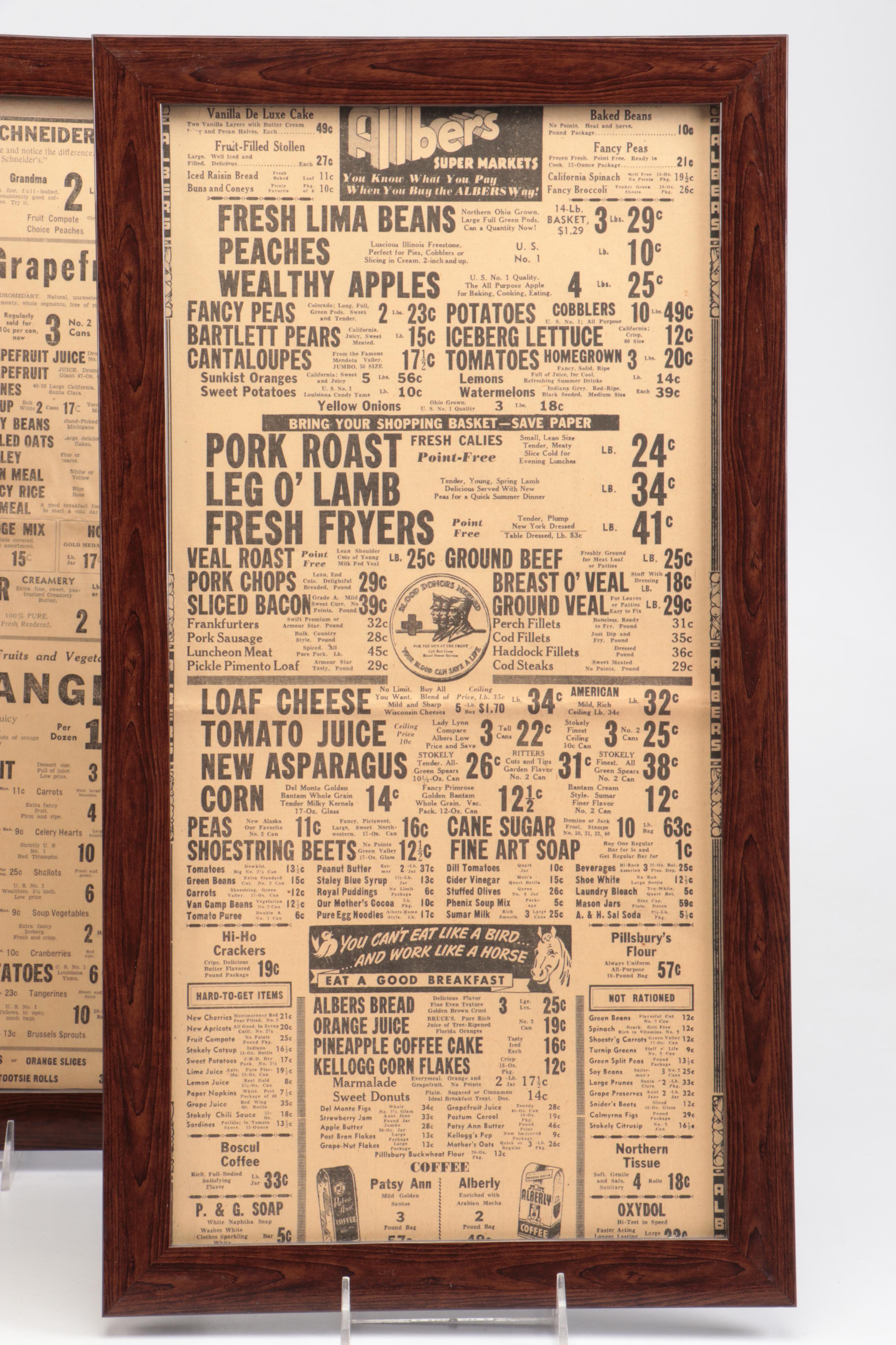 Vintage Wall Hanging Newspaper Grocery Store Ads