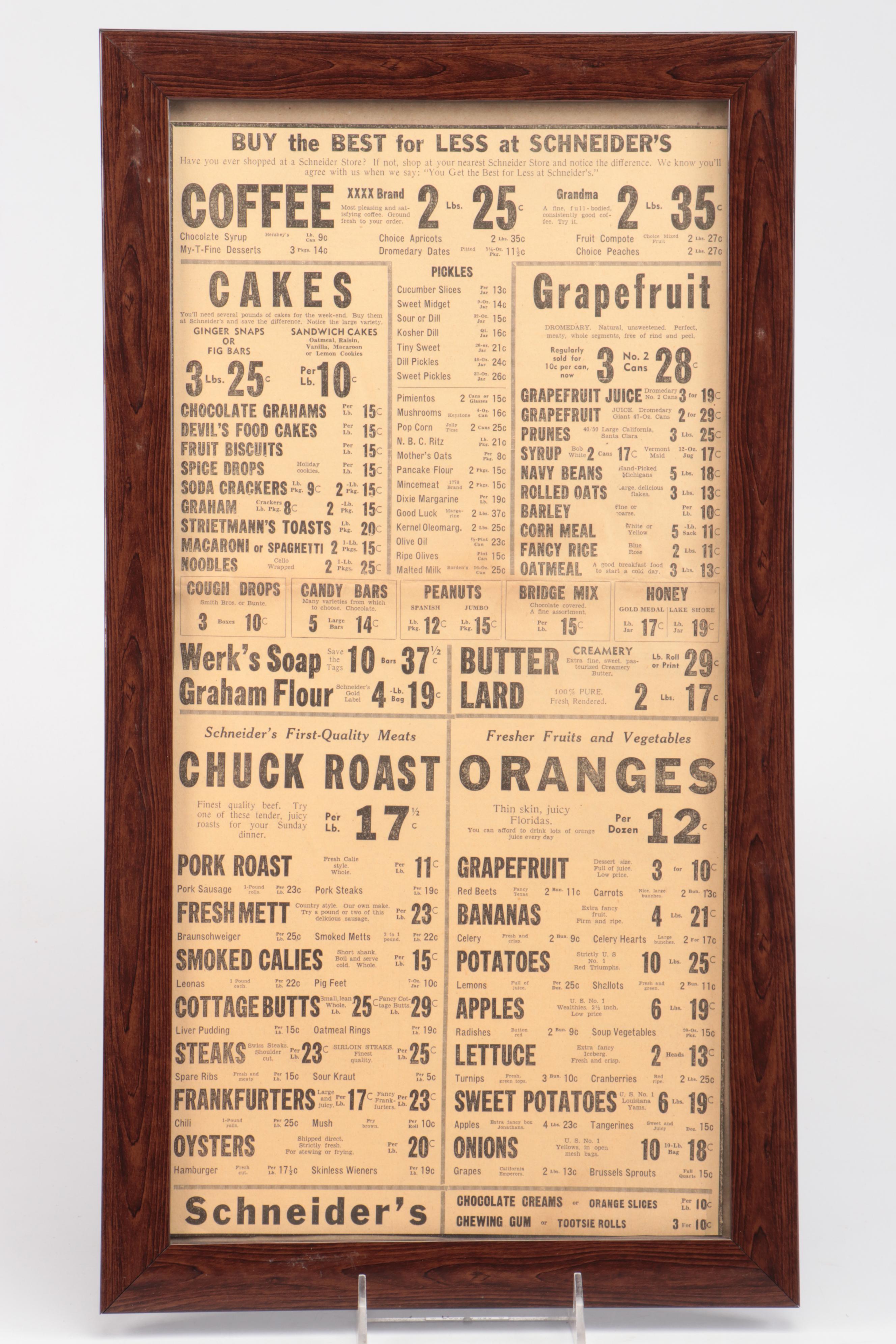 Vintage Wall Hanging Newspaper Grocery Store Ads