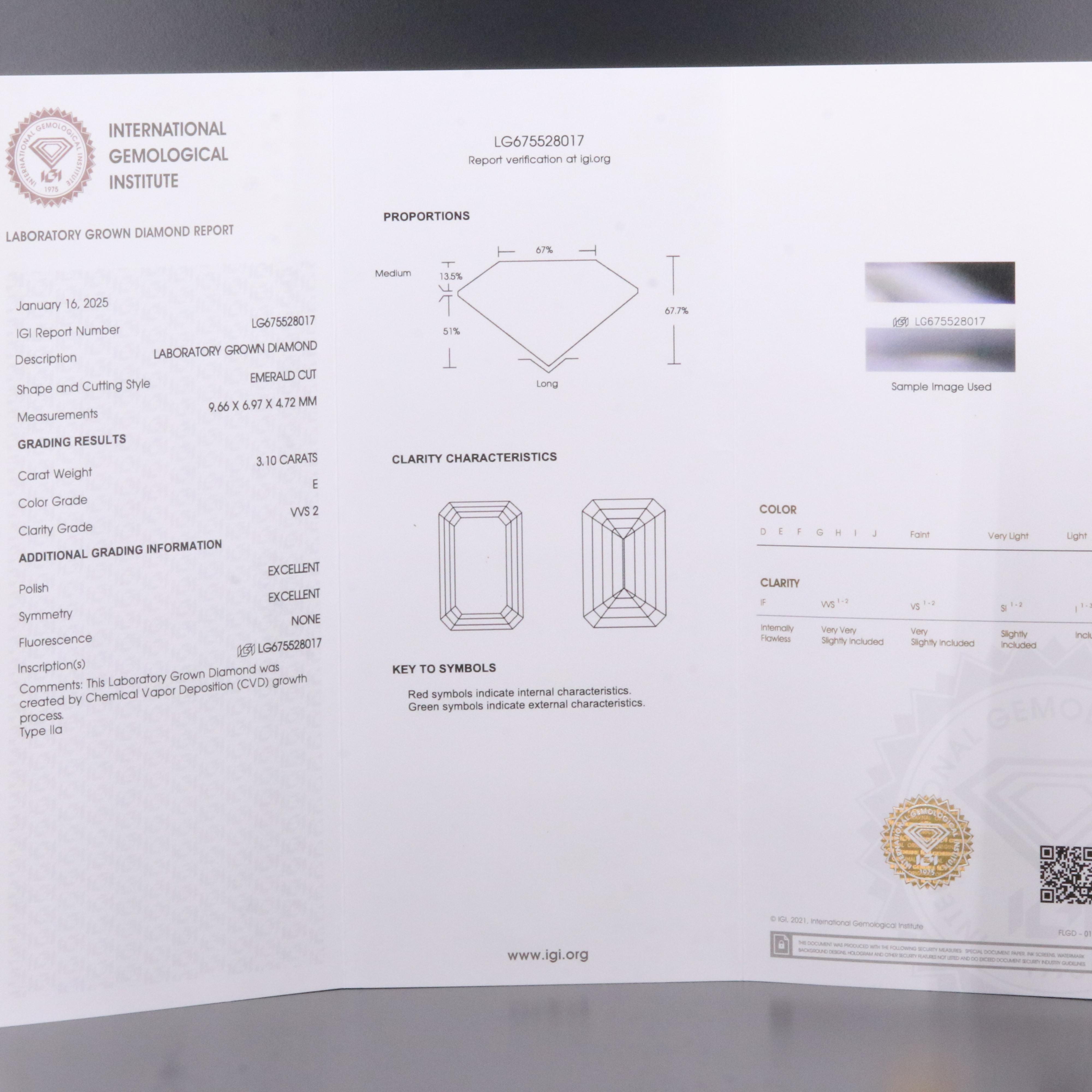 Loose 3.10 CT Lab Grown Diamond with IGI Report