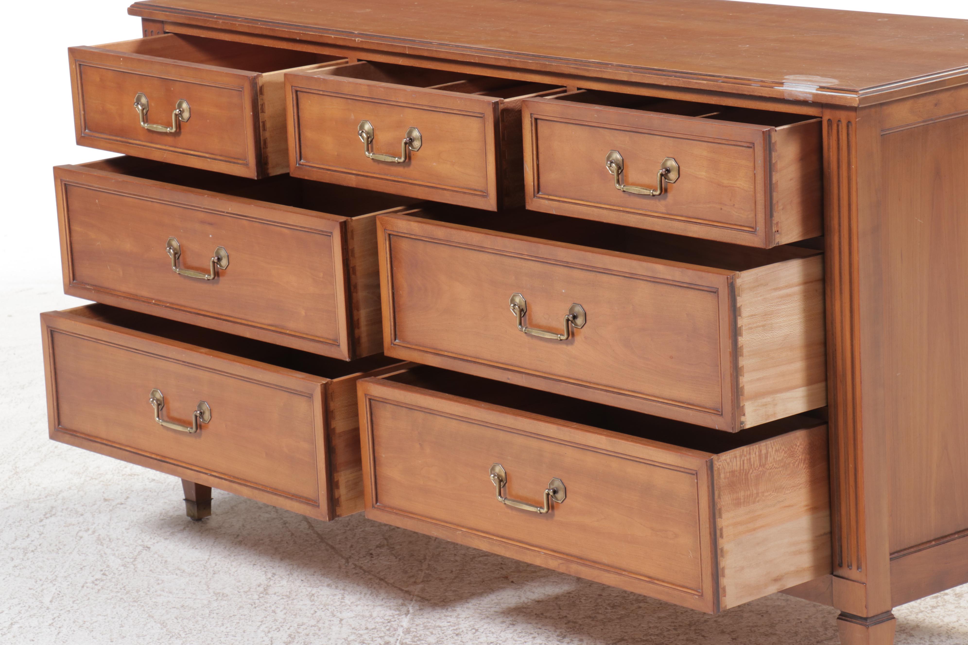 Kindel Louis XVI Style Fruitwood Chest of Drawers, Mid to Late 20th Century