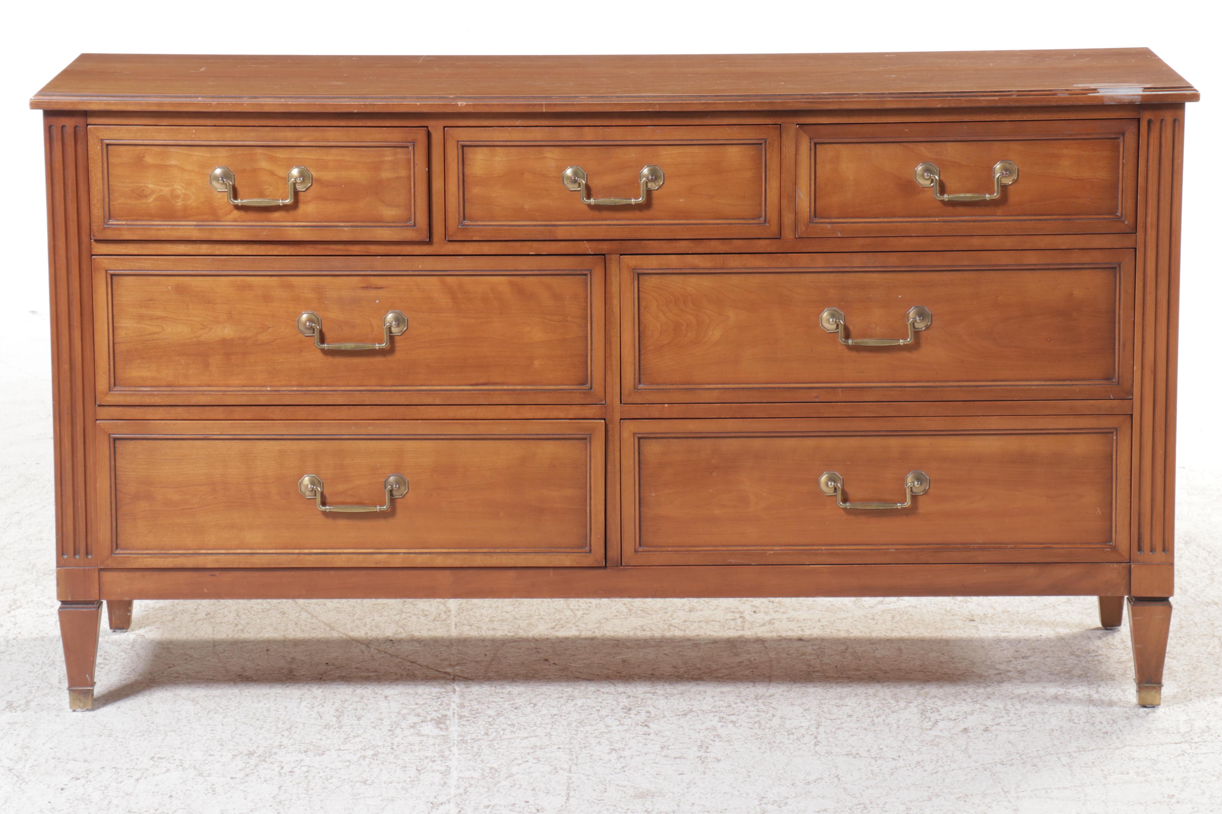 Kindel Louis XVI Style Fruitwood Chest of Drawers, Mid to Late 20th Century
