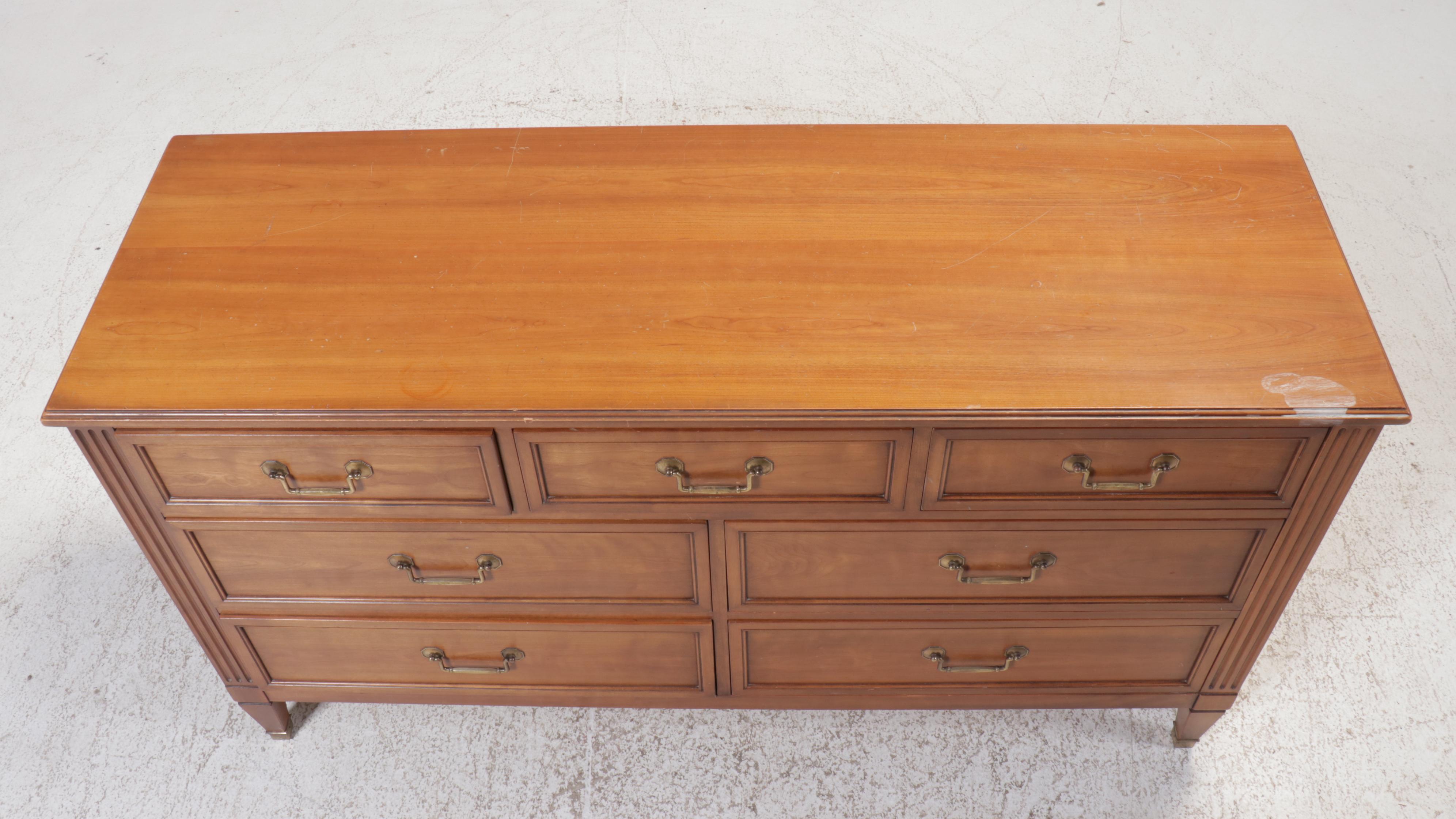 Kindel Louis XVI Style Fruitwood Chest of Drawers, Mid to Late 20th Century
