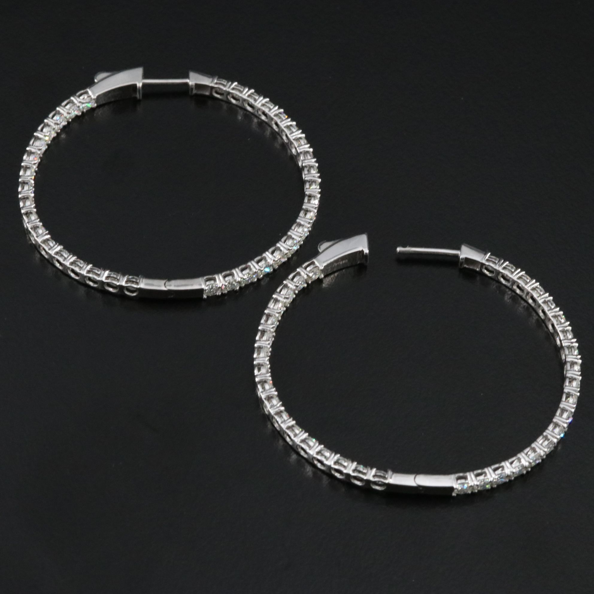 Platinum 5.88 CTW Diamond Inside Out Hoop Earrings