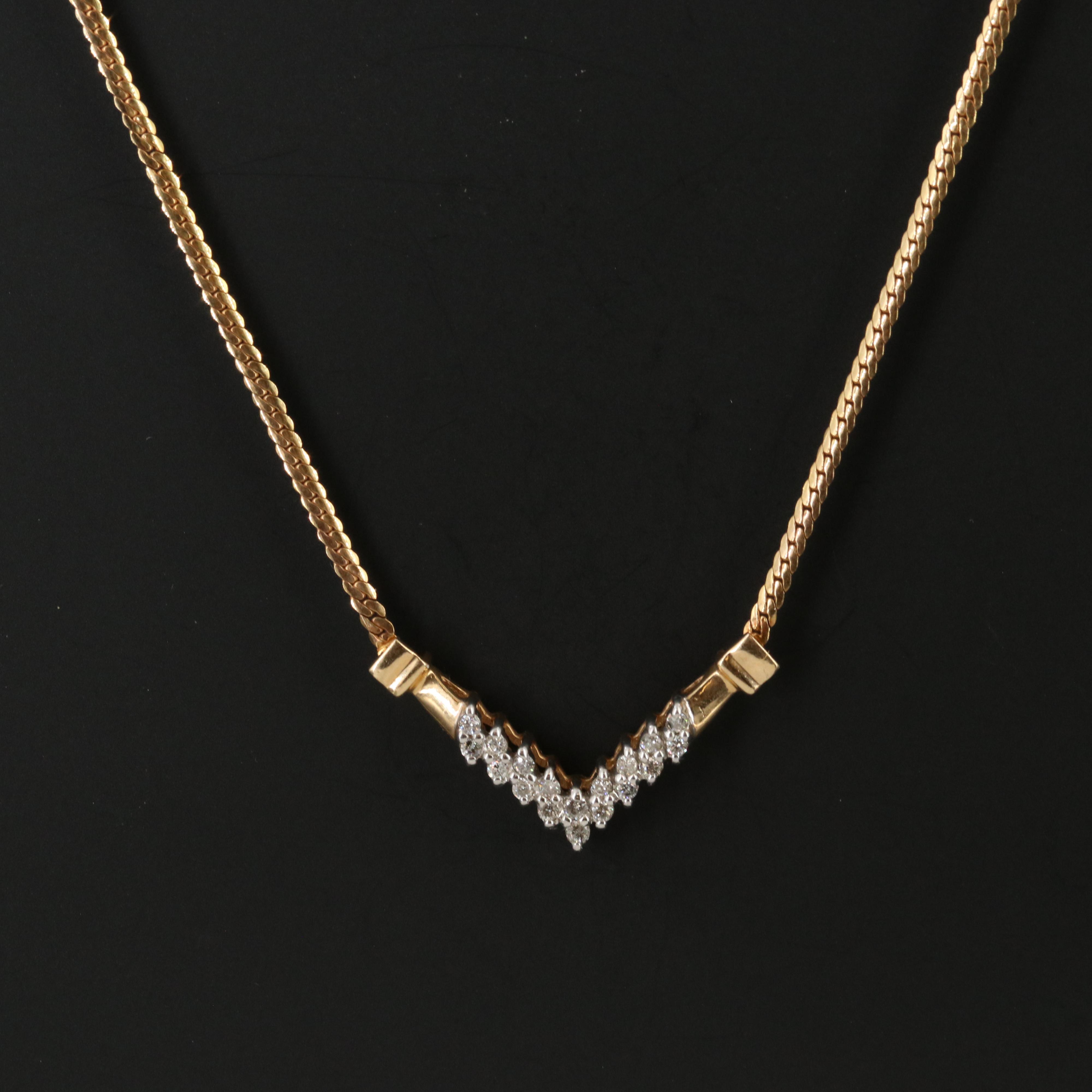 14K 0.25 CTW Diamond Chevron Necklace