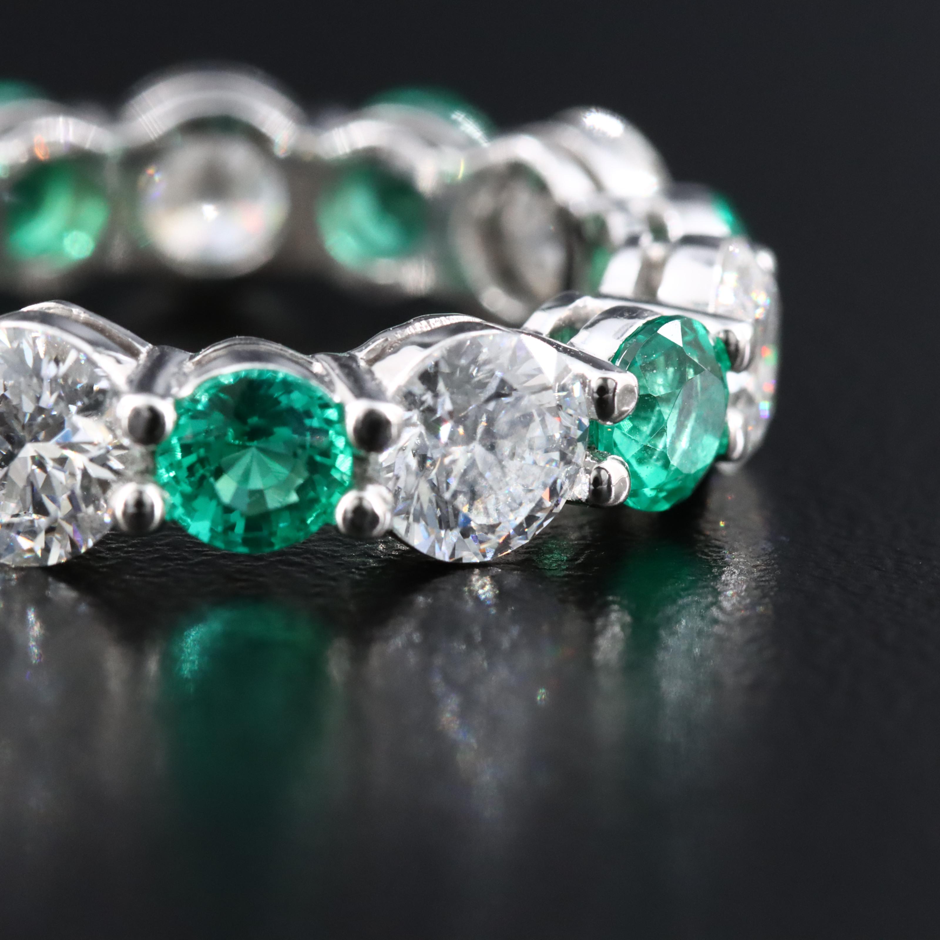14K 4.03 CTW Lab Grown Diamond and 1.94 CTW Emerald Eternity Band