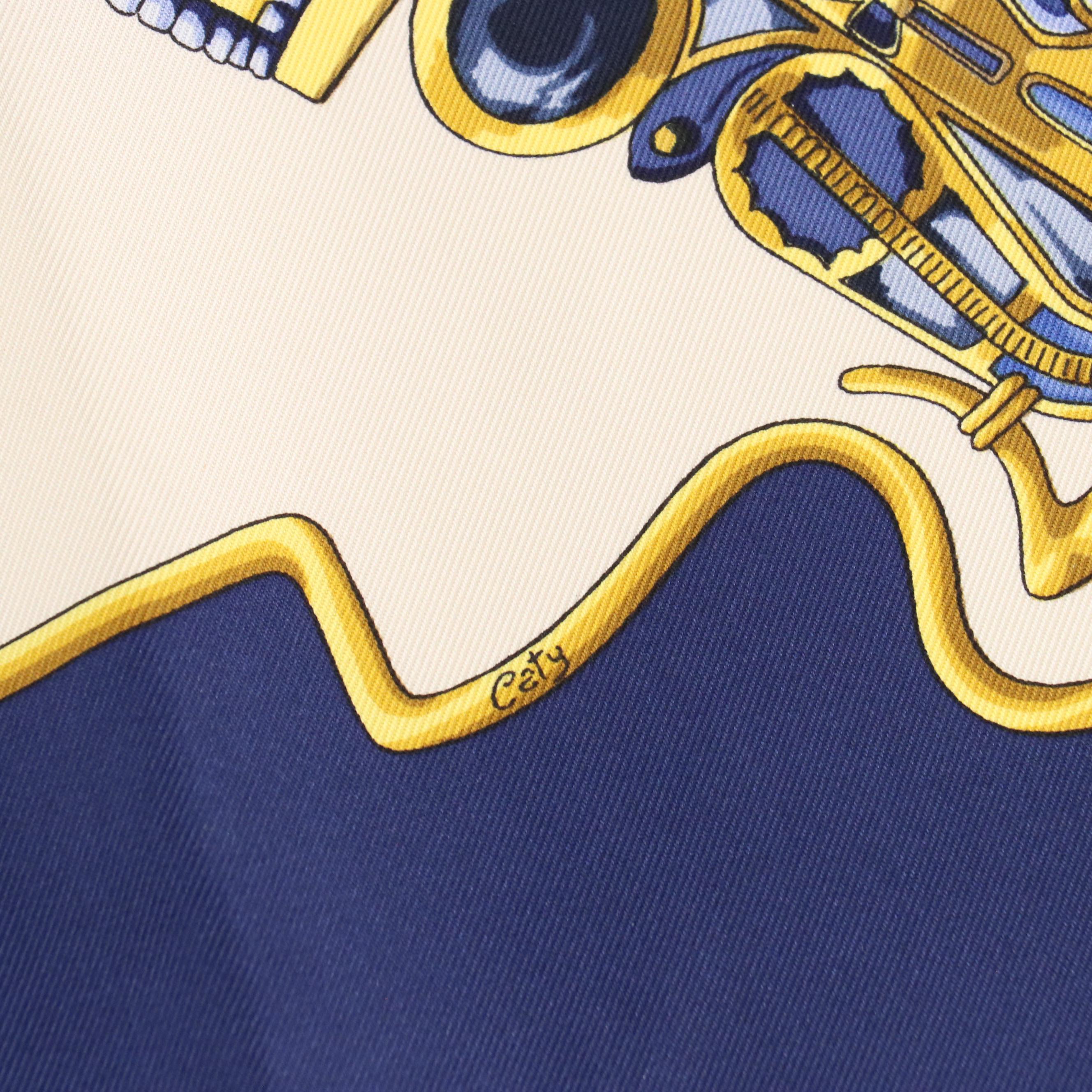 Hermès Egyptian Scarab Silk Twill Scarf 90 with Box