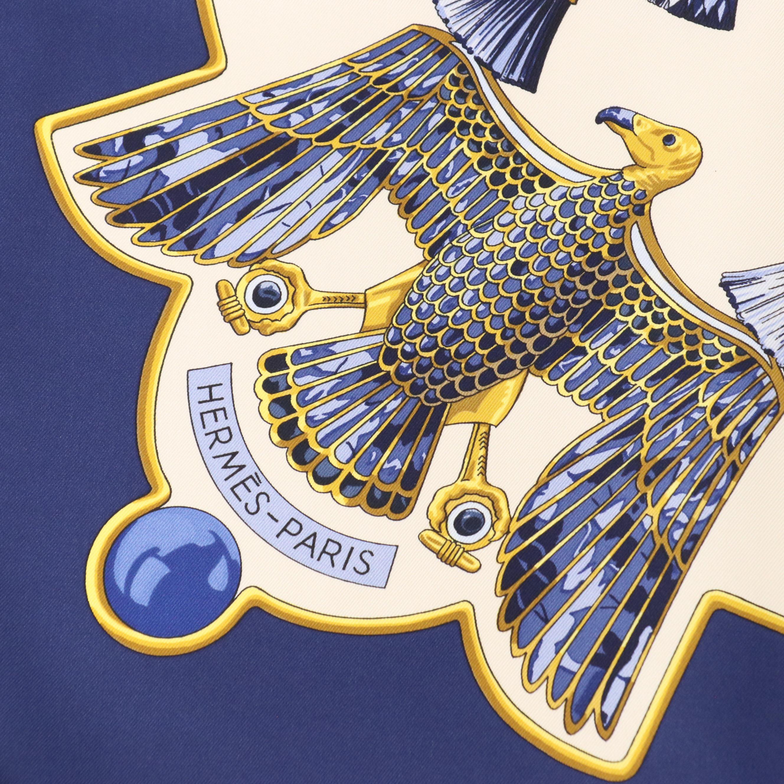 Hermès Egyptian Scarab Silk Twill Scarf 90 with Box