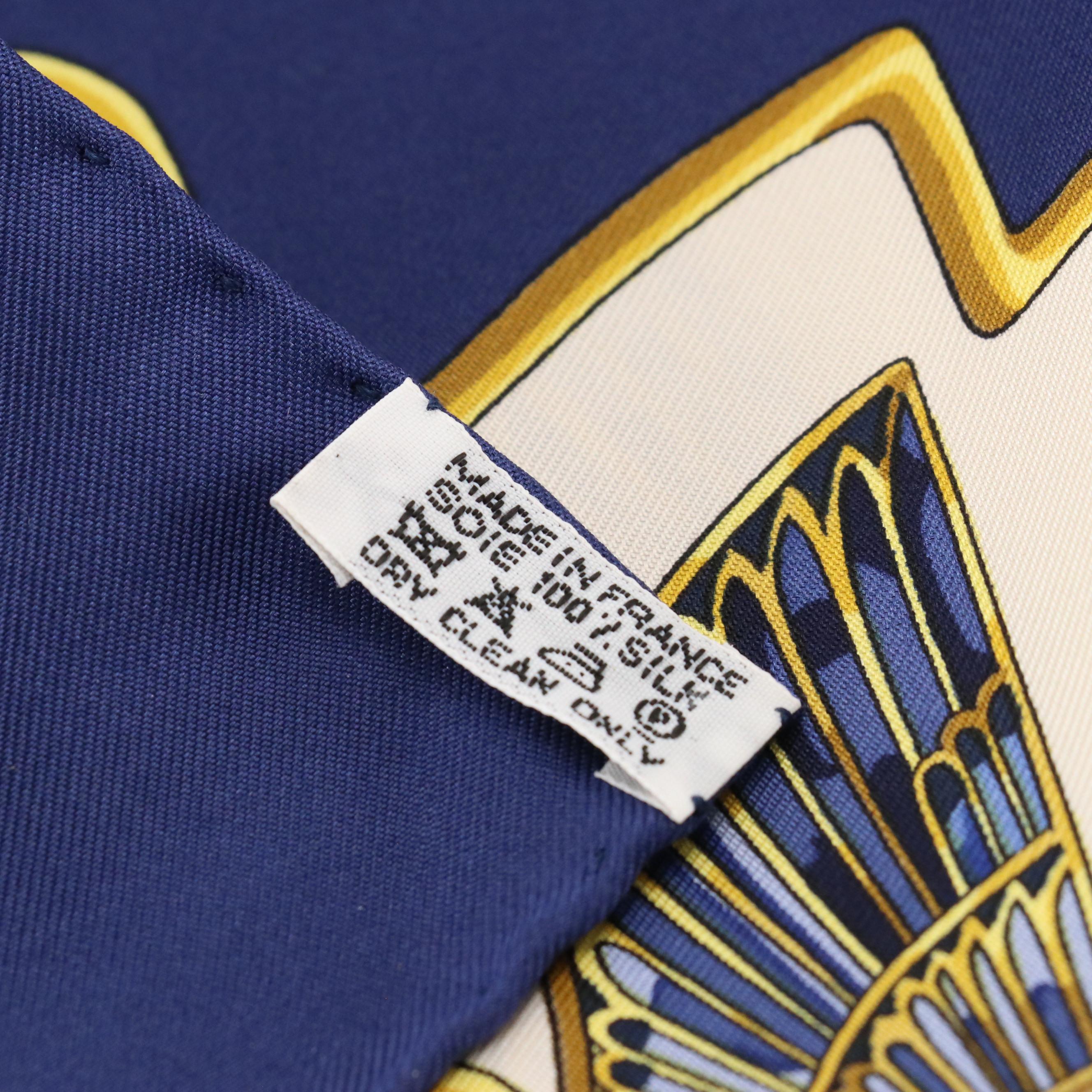 Hermès Egyptian Scarab Silk Twill Scarf 90 with Box