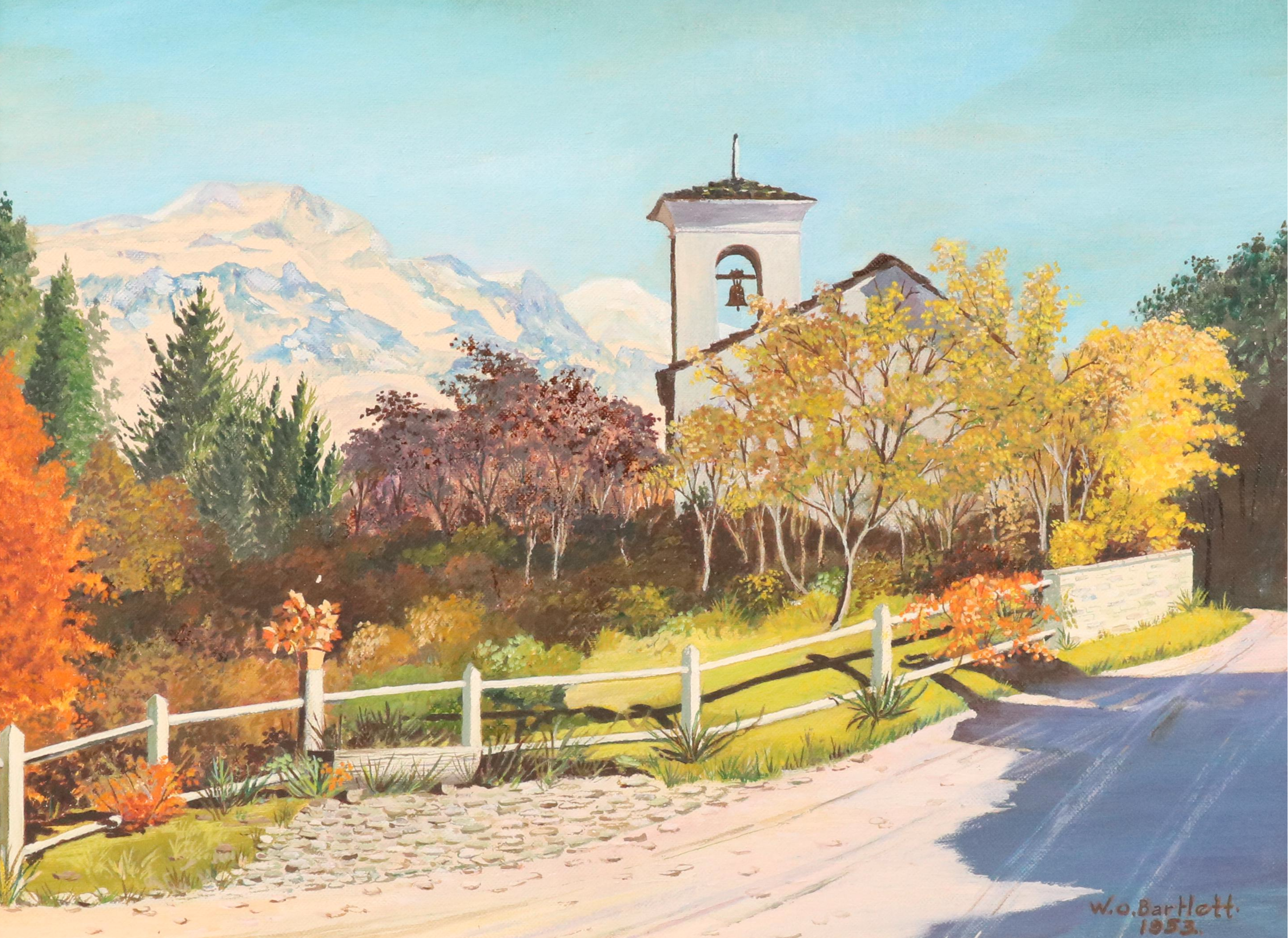 W. O. Bartlett Alpine Landscape Oil Painting, 1953