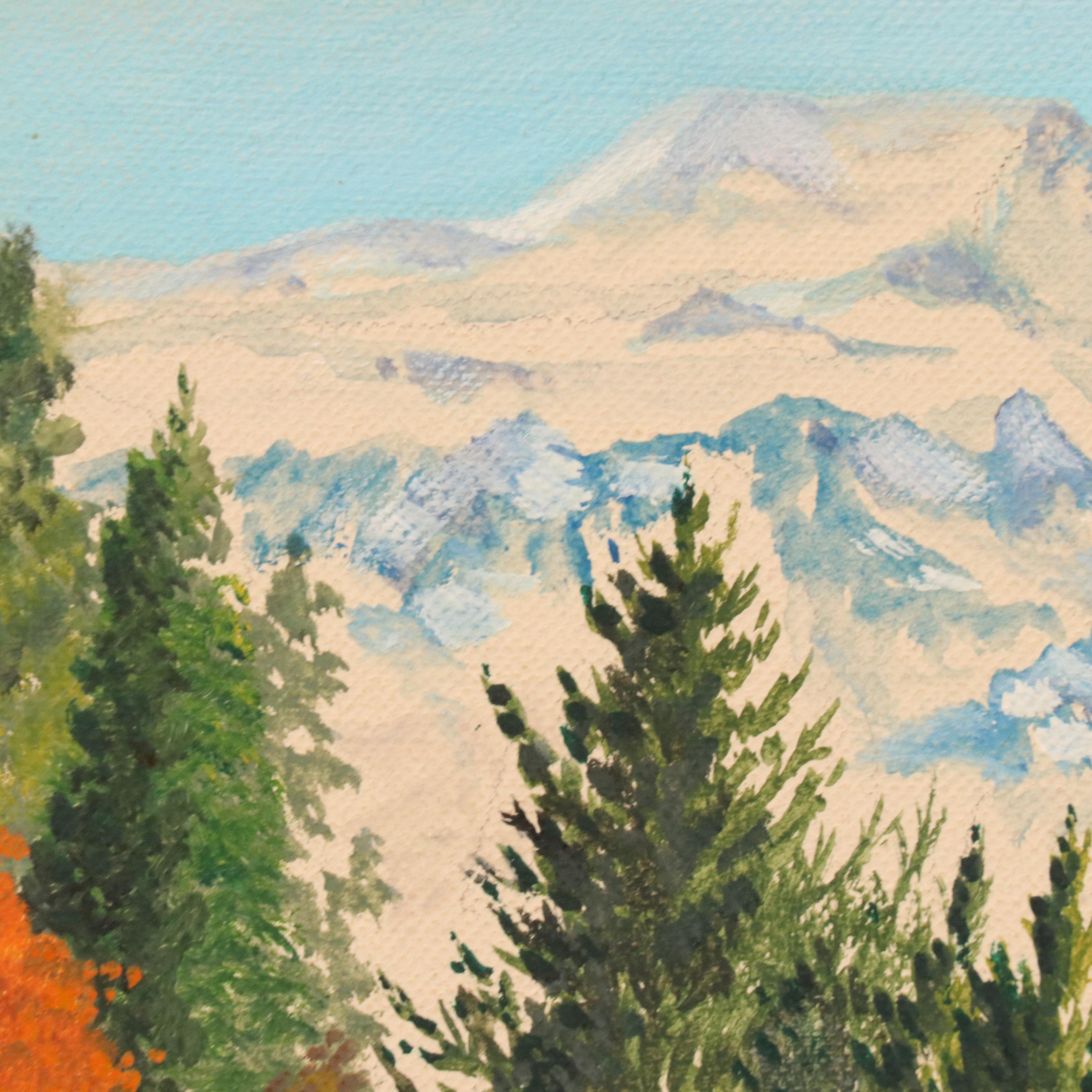 W. O. Bartlett Alpine Landscape Oil Painting, 1953