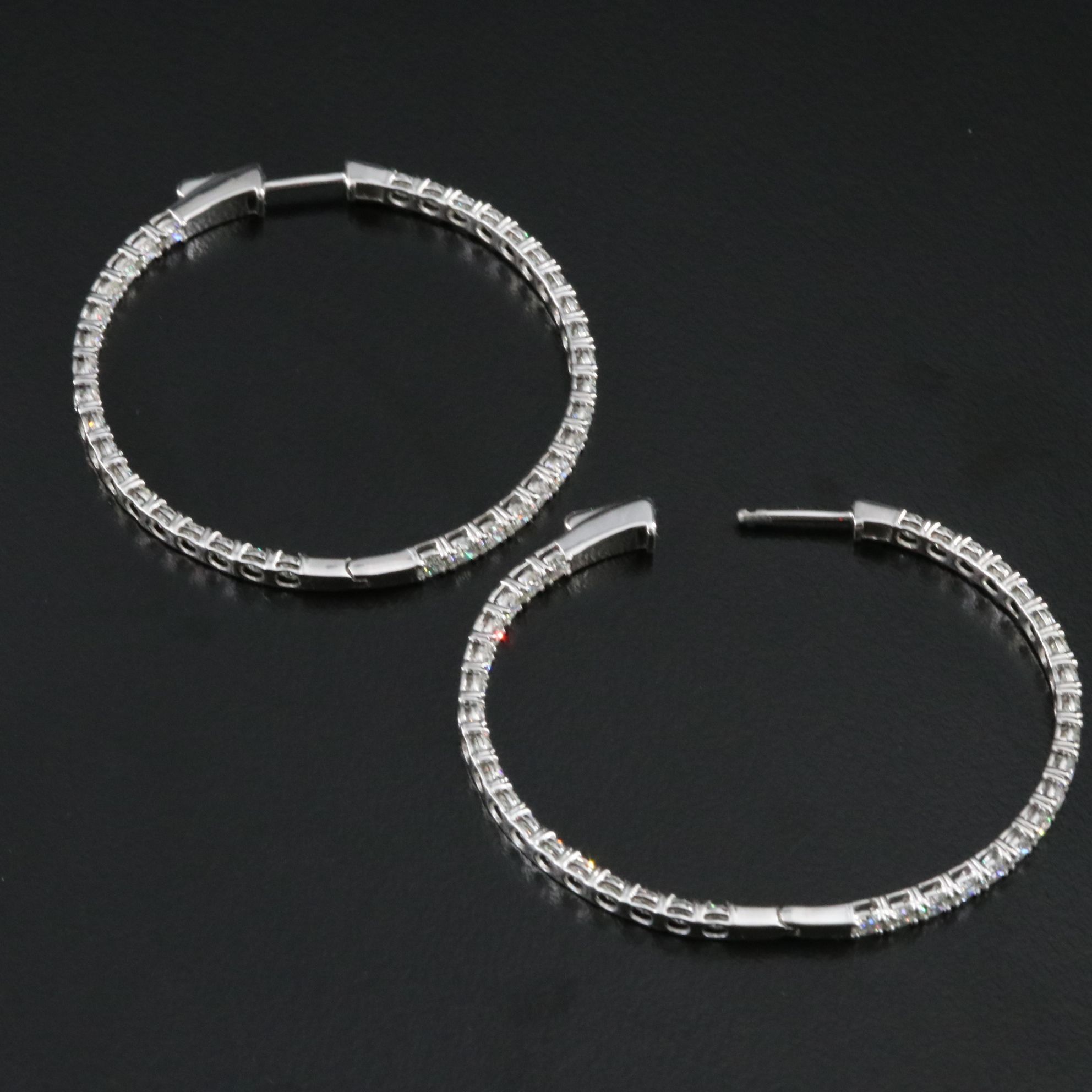 Platinum 5.91 CTW Diamond Inside Out Hoop Earrings