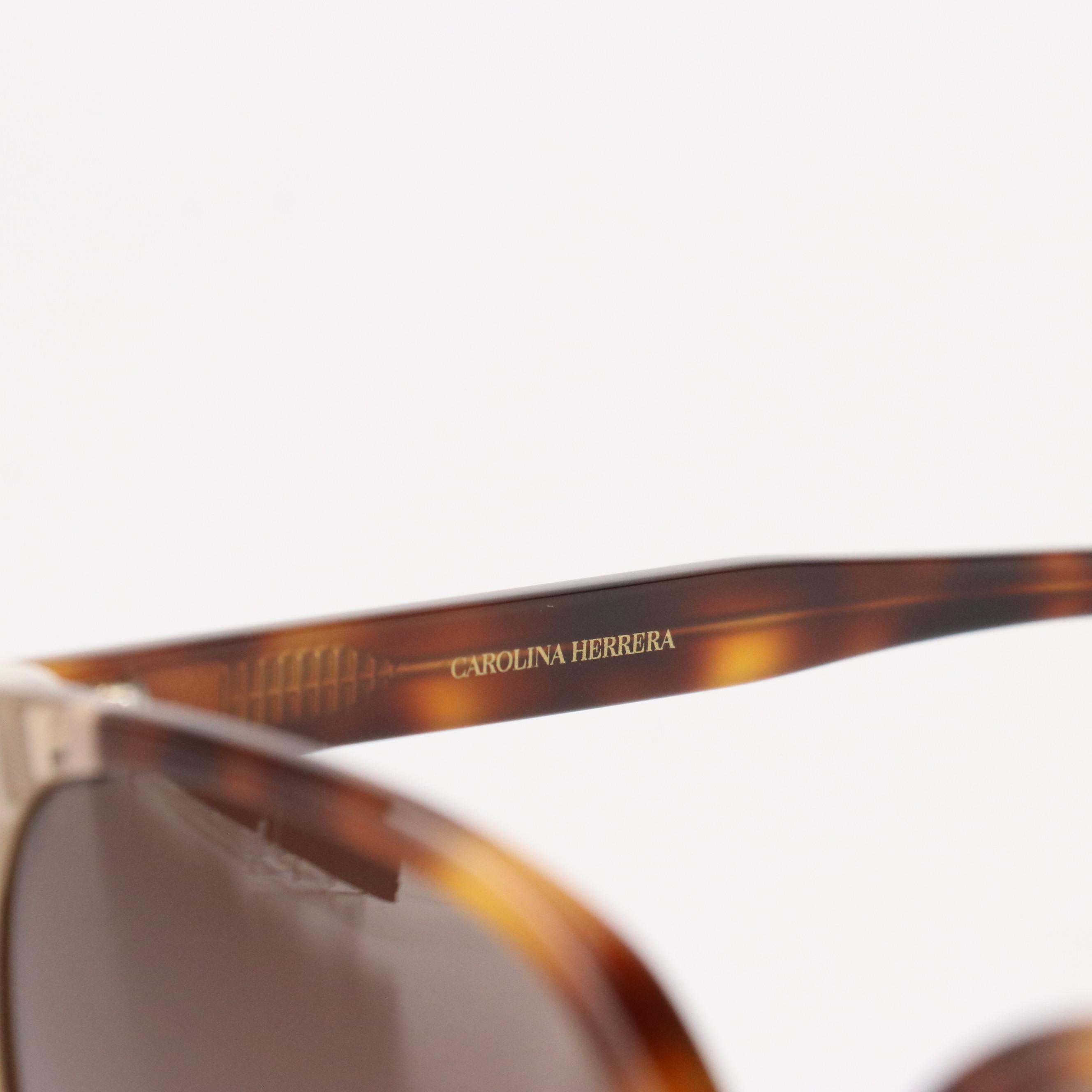 Carolina Herrera CH0062/S Brown Havana and Ivory Cat Eye Sungalsses with Case