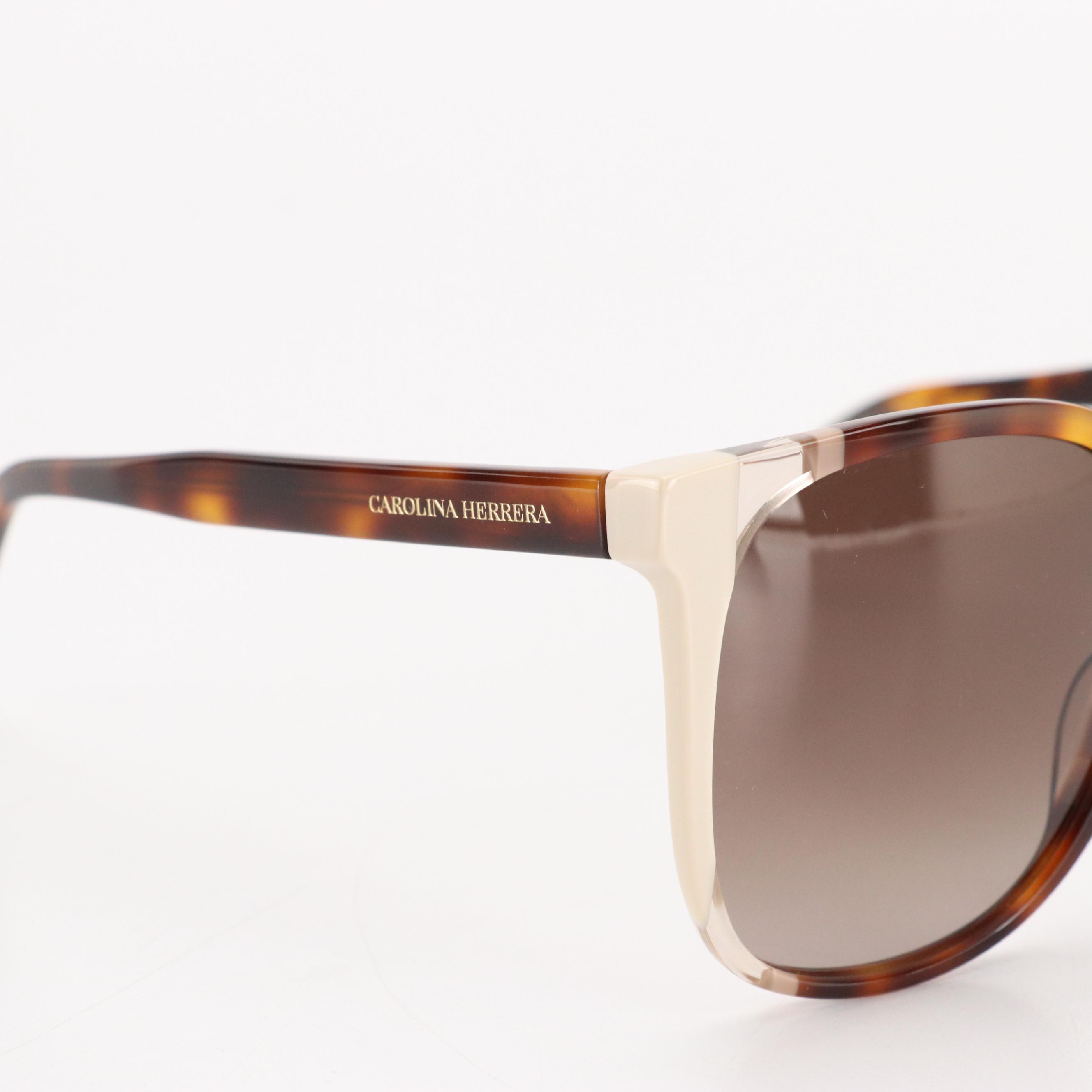 Carolina Herrera CH0062/S Brown Havana and Ivory Cat Eye Sungalsses with Case