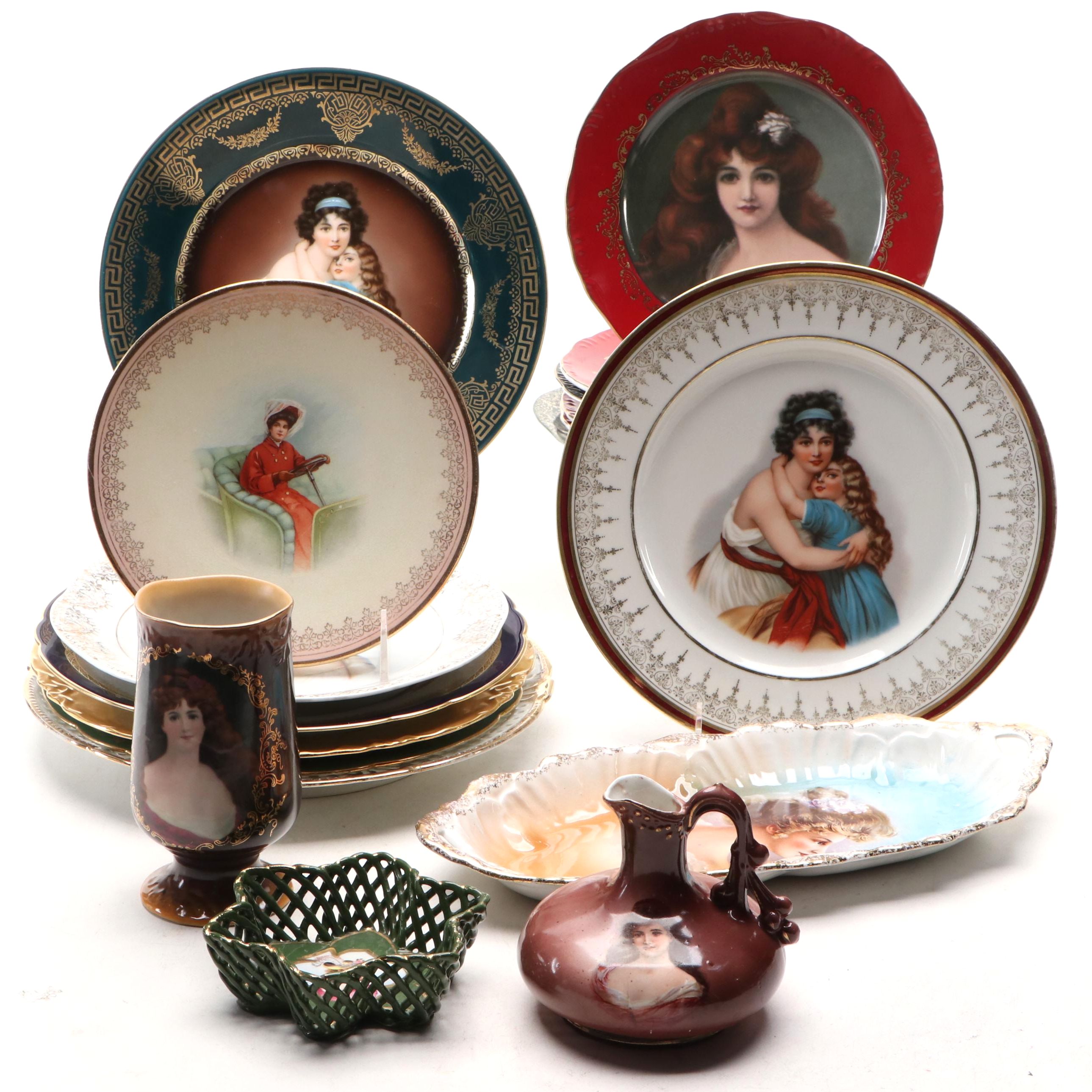 Victorian Hutschenreuther Porcelain Plate and More Decorative Porcelain Décor