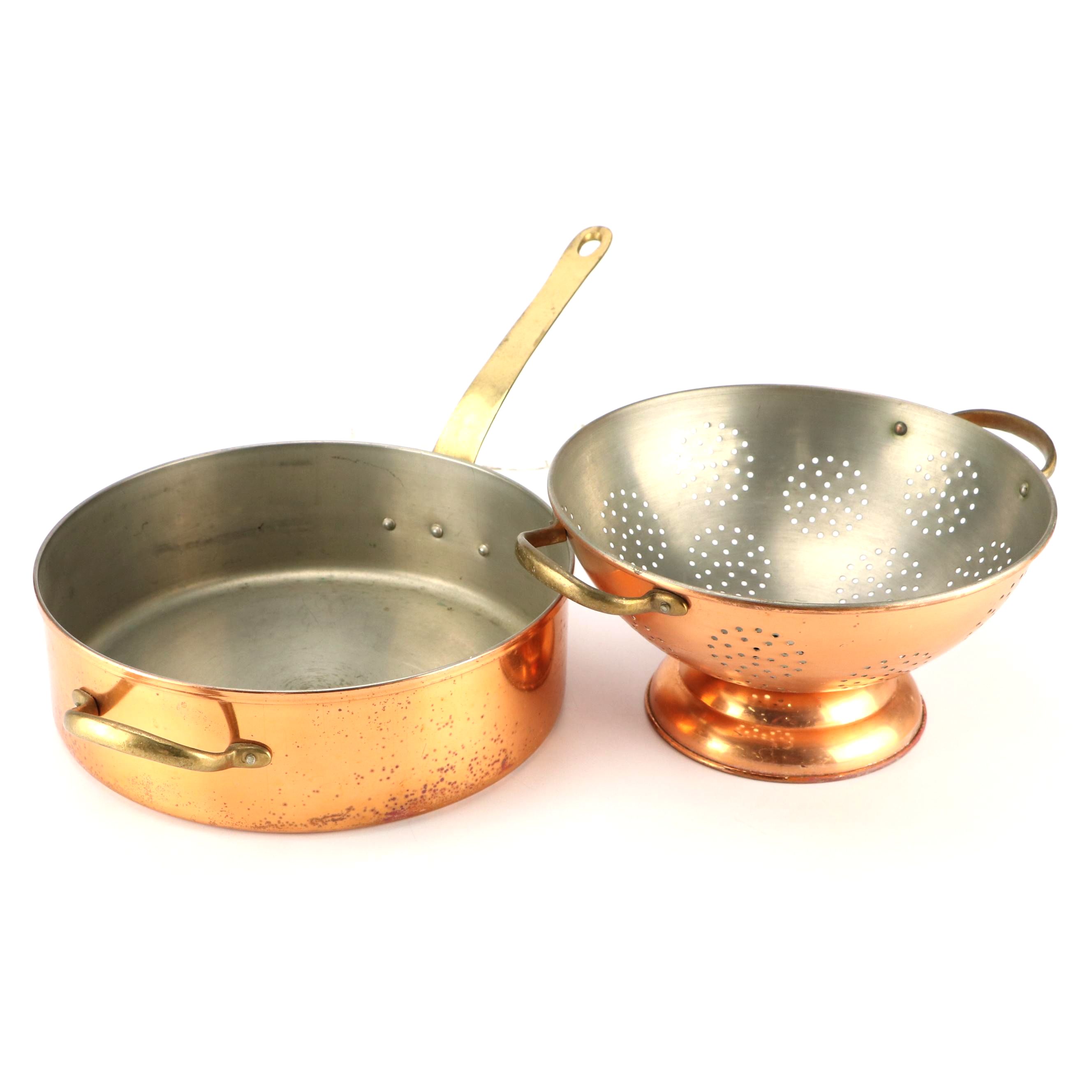 Copper Lined Pot and Colander
