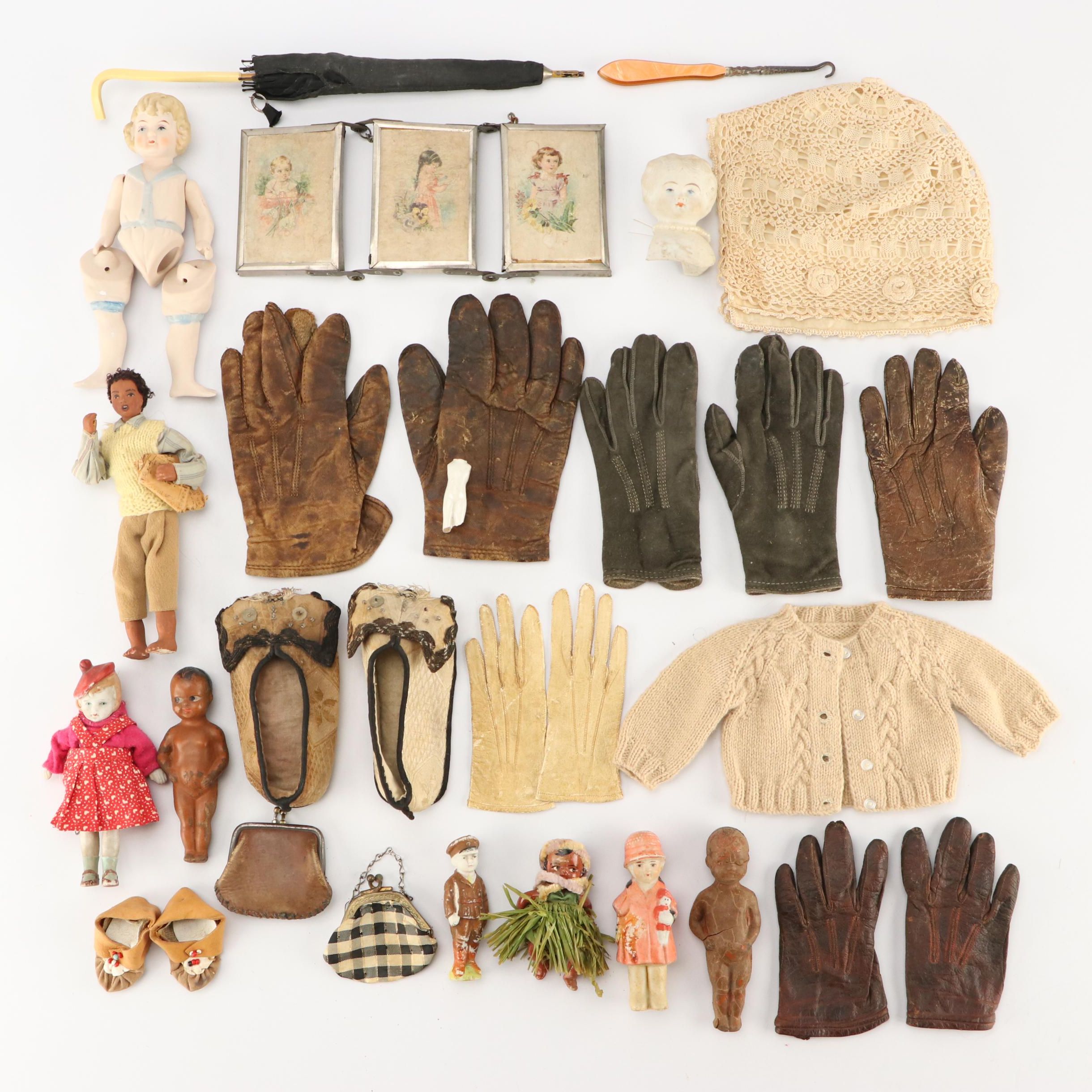 Vintage Lace Baby Bonnet, Porcelain Dolls, and More Children's Collectibles