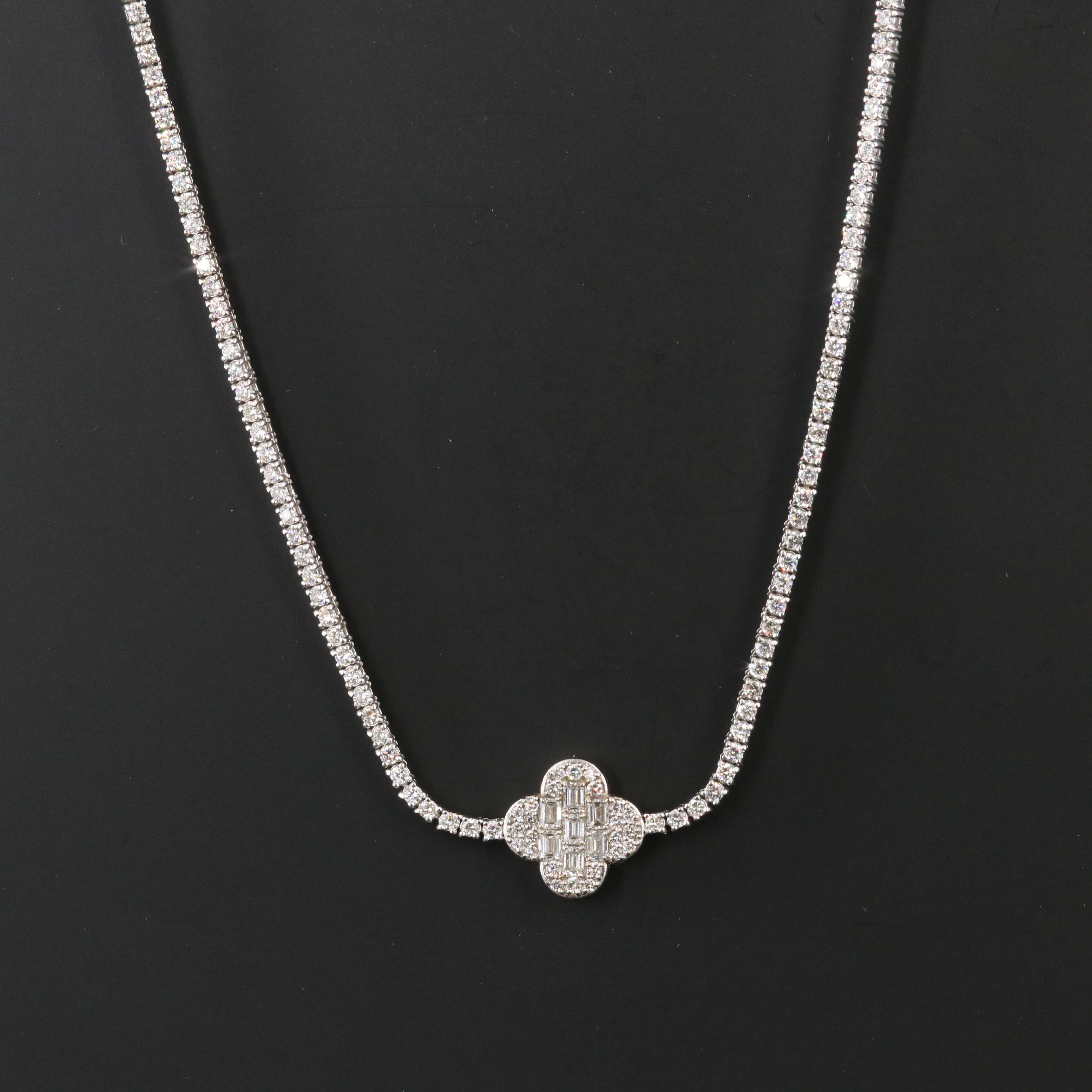 14K 5.67 CTW Lab Grown Diamond Quatrefoil Station Necklace