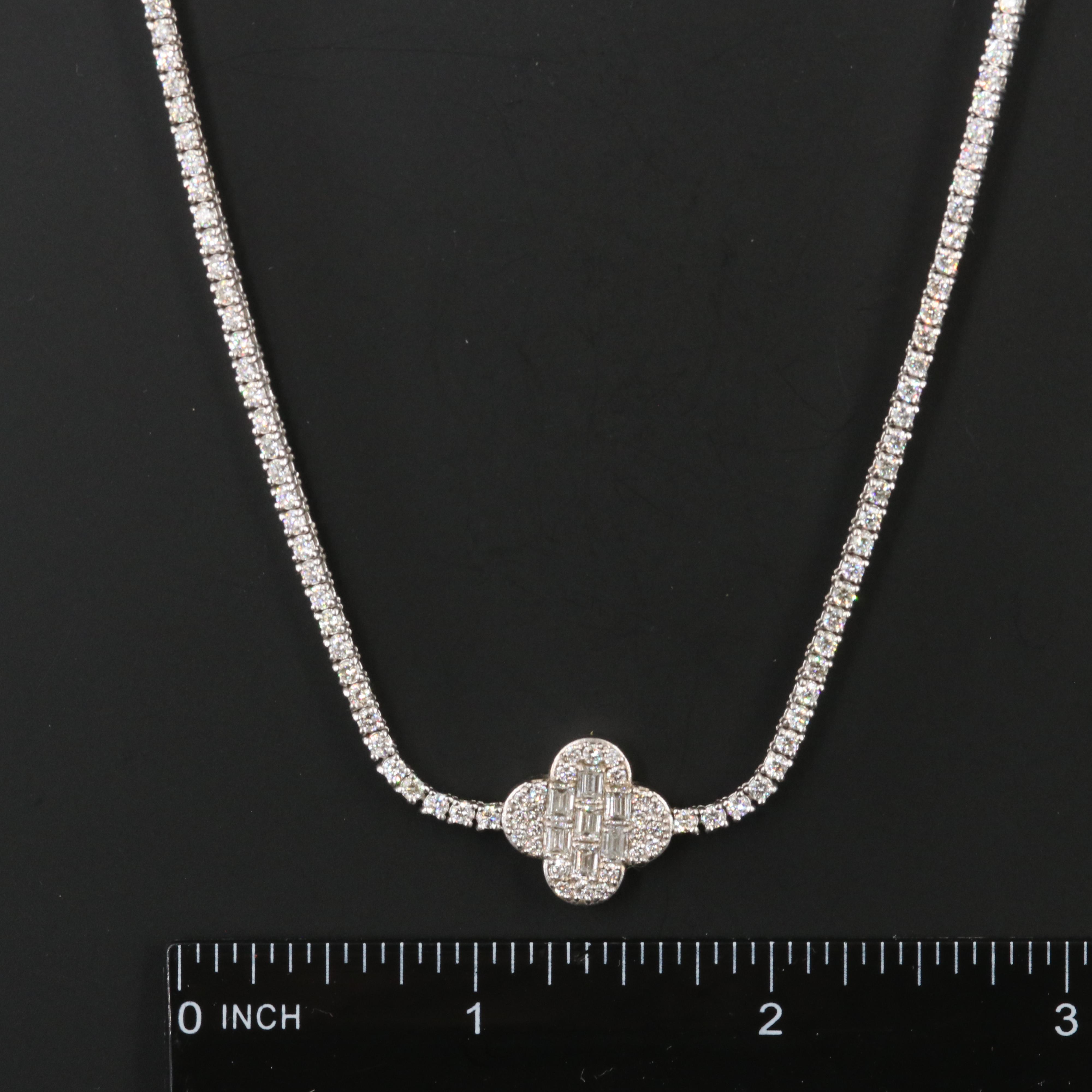14K 5.67 CTW Lab Grown Diamond Quatrefoil Station Necklace