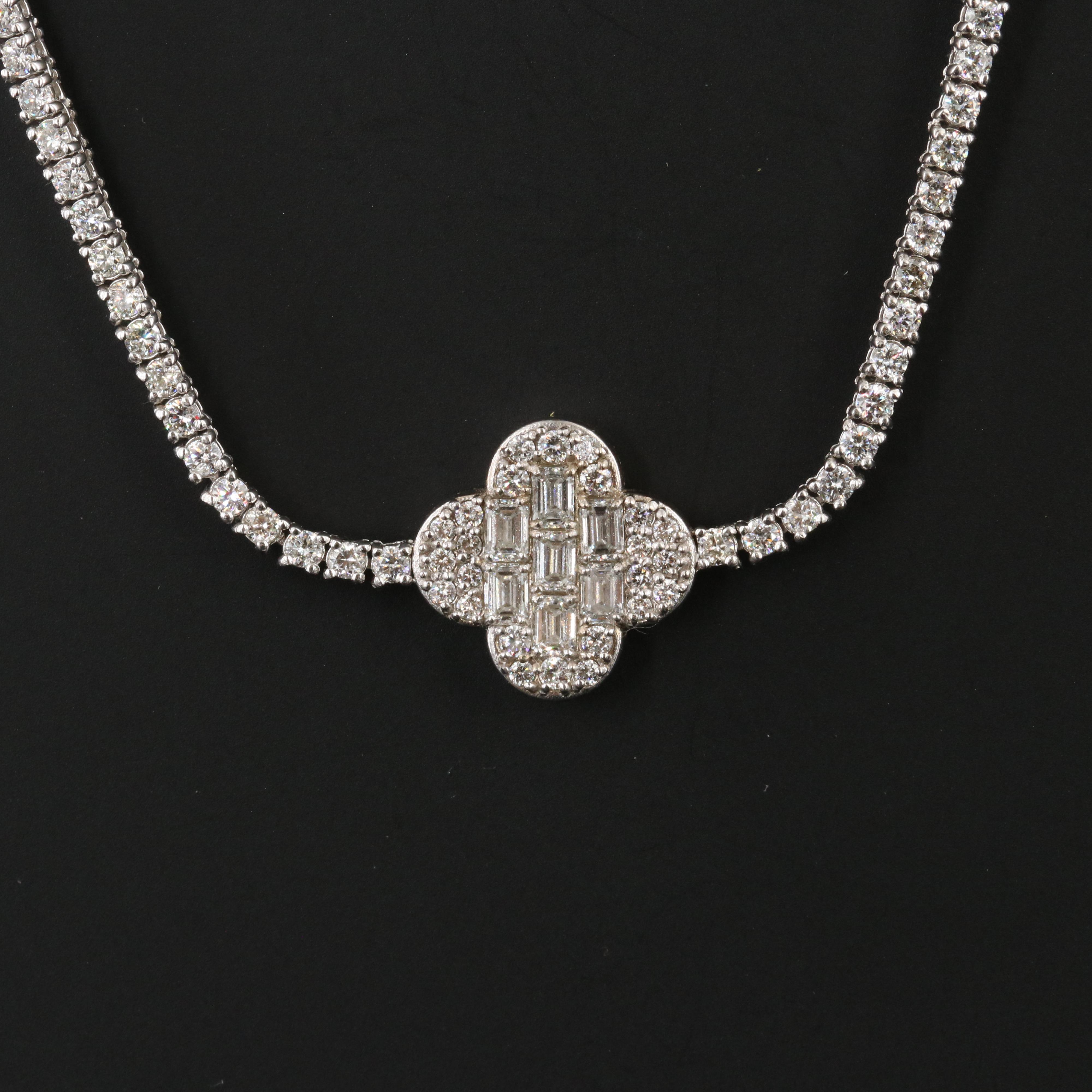 14K 5.67 CTW Lab Grown Diamond Quatrefoil Station Necklace