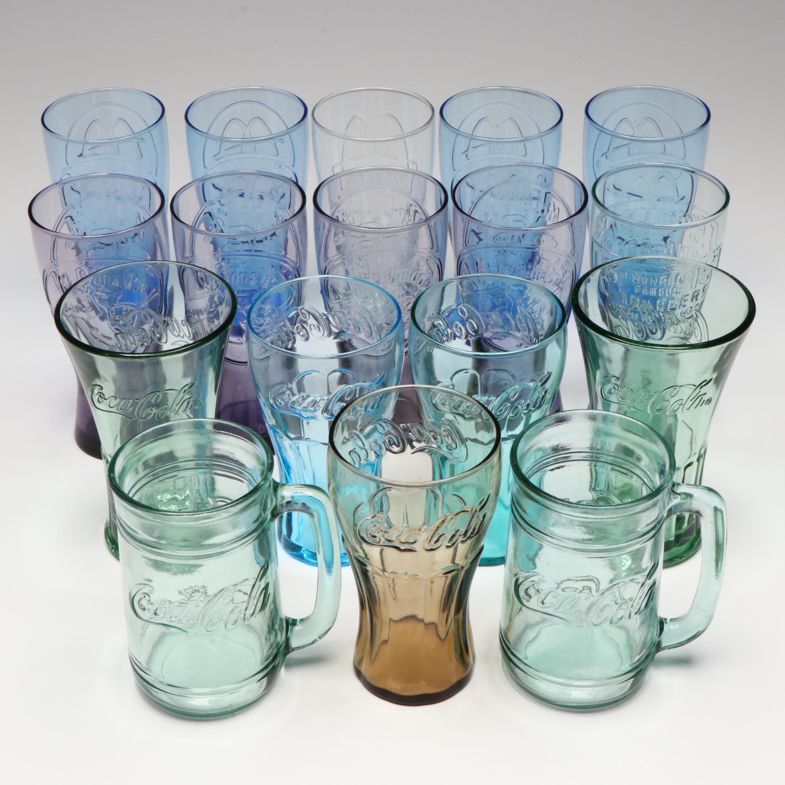 Libbey Coca-Cola and McDonald's Collectible Vintage Style Colored Glasses