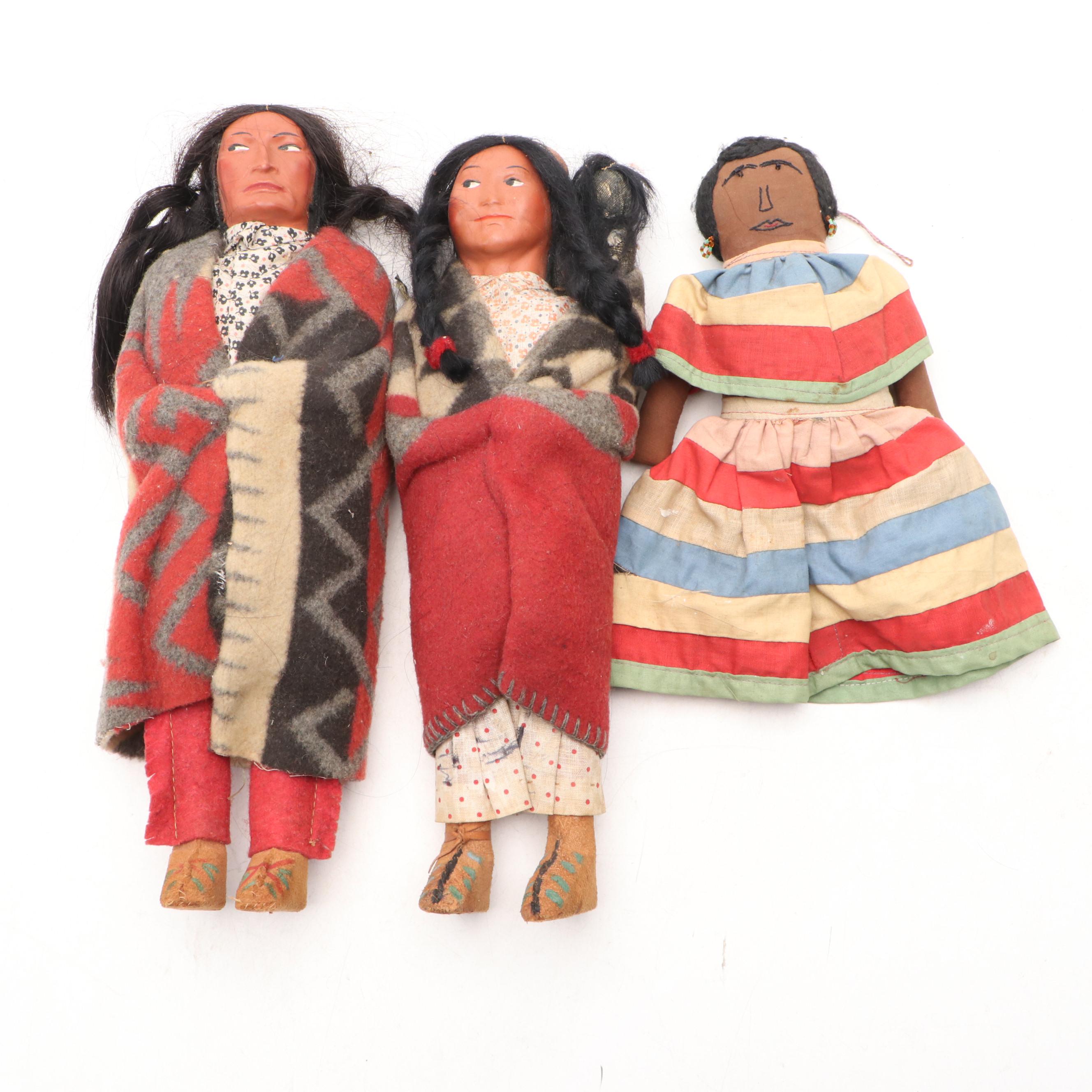 Skookum Southwest Native American Style Dolls with Handmade Seminole Doll