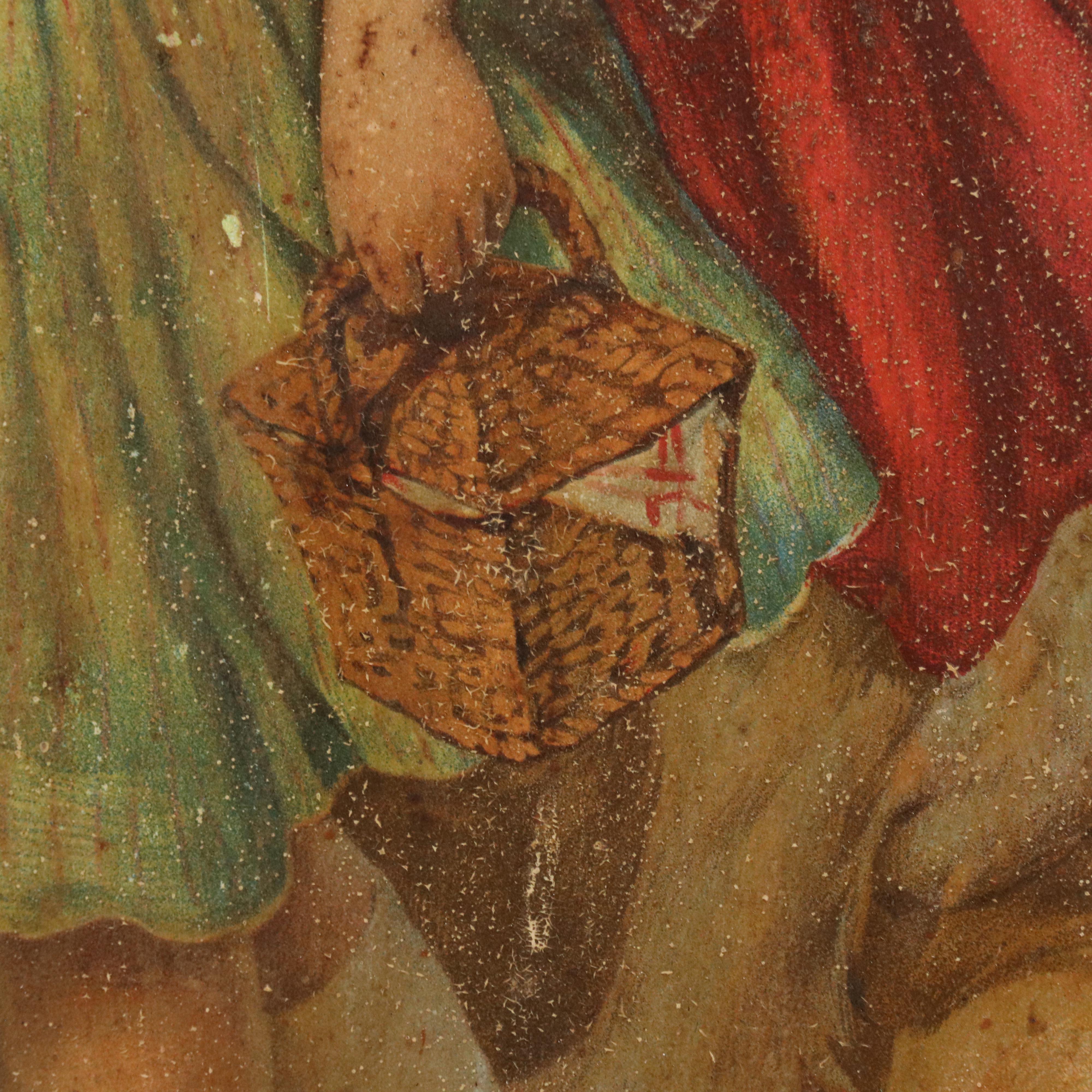 Victorian Lithograph Advertisement "To School Well Fed With Grape Nuts"