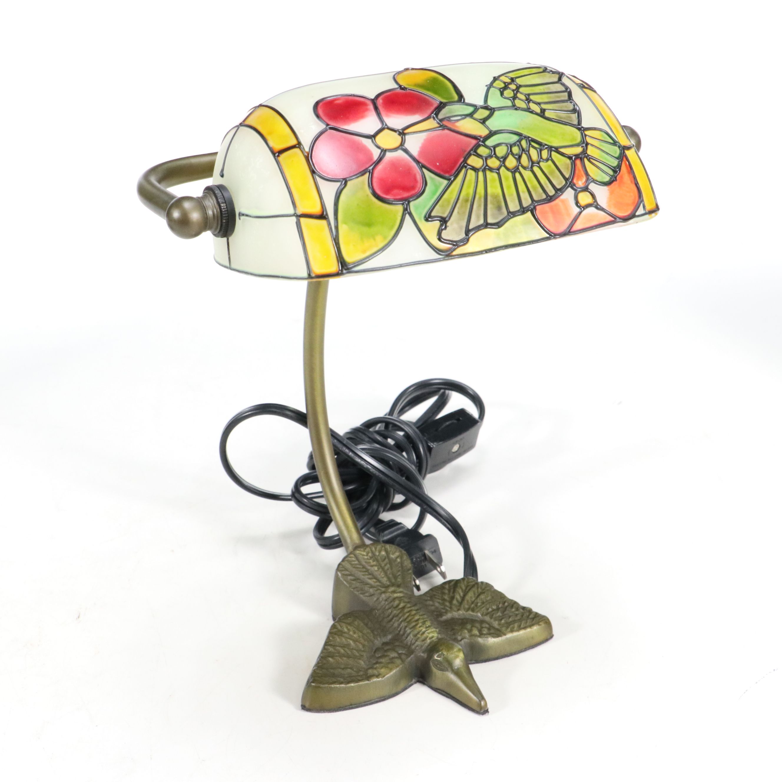 Painted Glass Hot Air Balloon Accent Lamp with Art Nouveau Style Desk Lamp