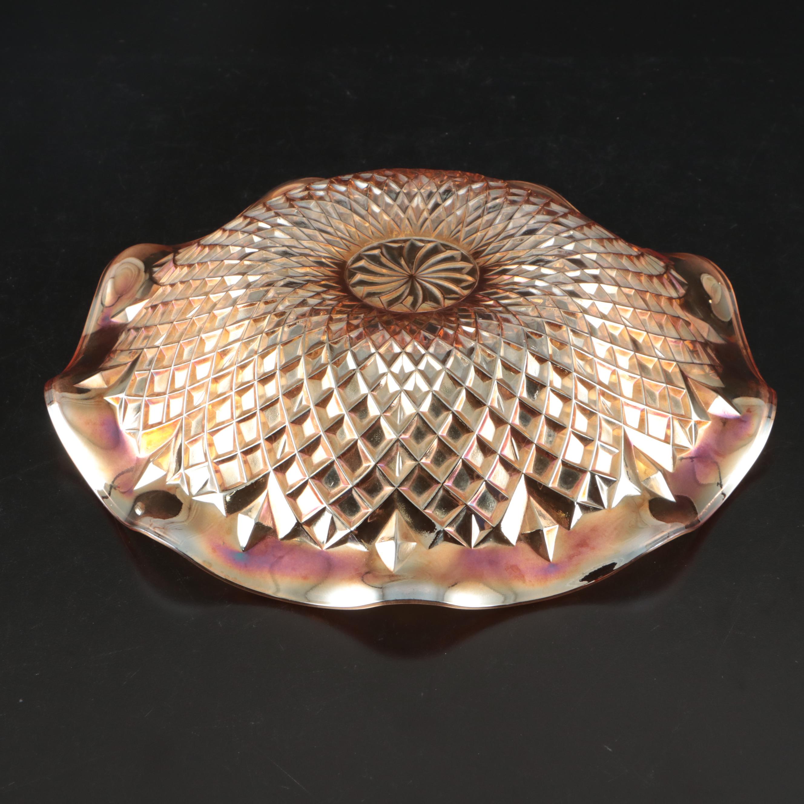 Fenton "Butterfly and Berry" Butter Dish with Other Marigold Carnival Glass