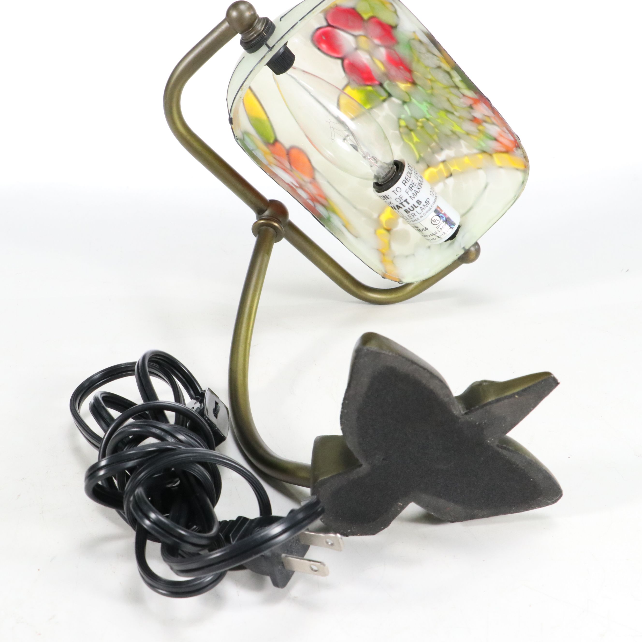 Painted Glass Hot Air Balloon Accent Lamp with Art Nouveau Style Desk Lamp