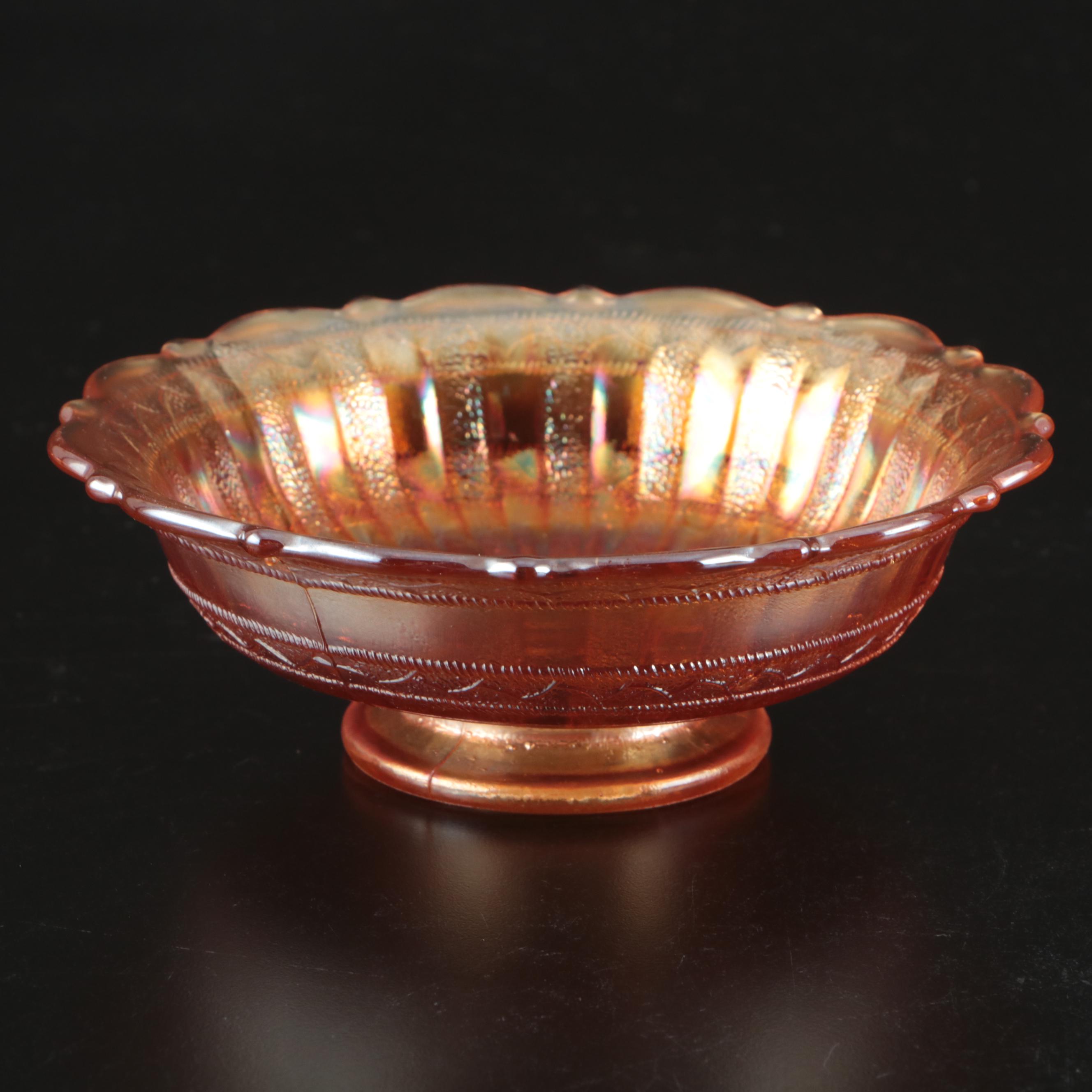 Fenton "Butterfly and Berry" Butter Dish with Other Marigold Carnival Glass