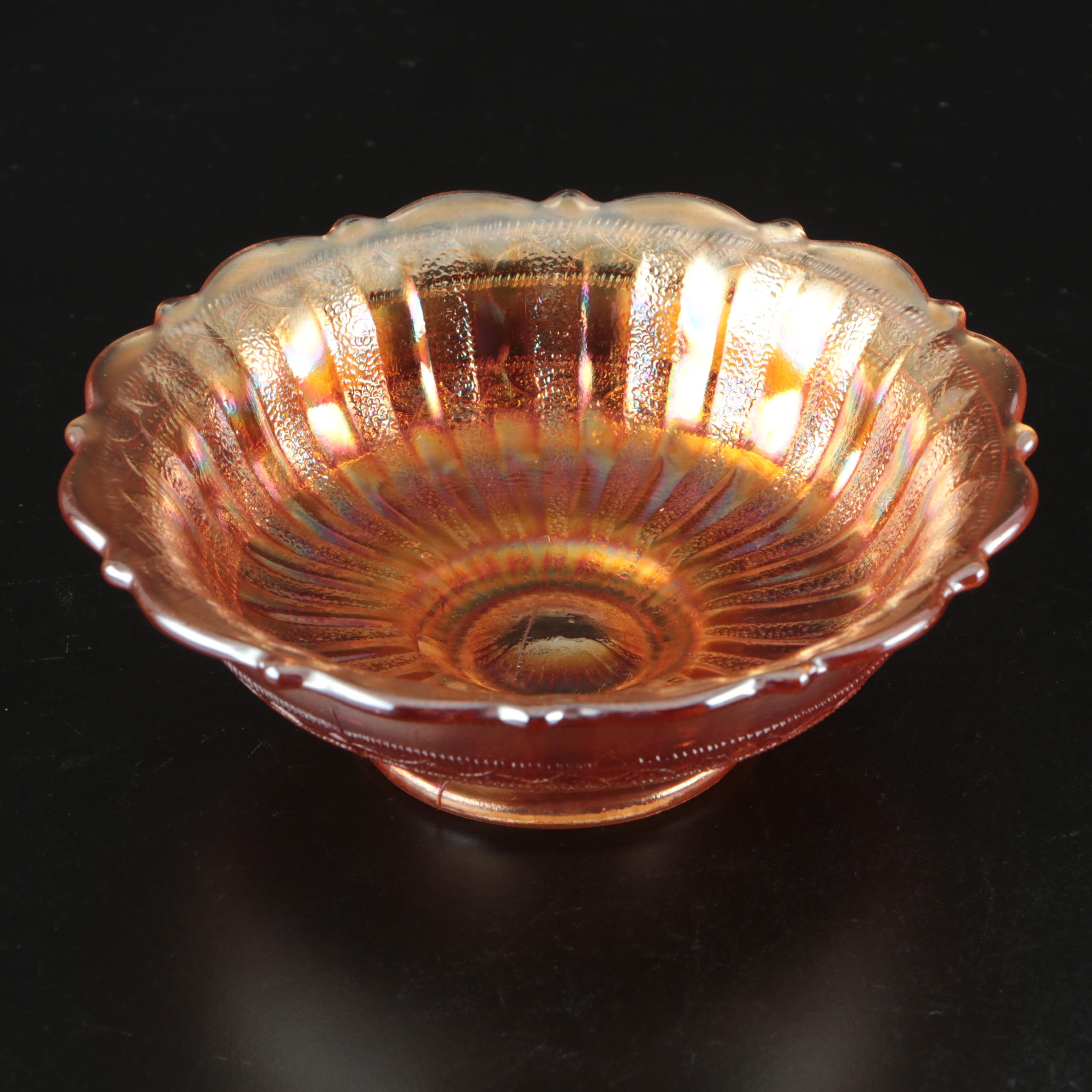 Fenton "Butterfly and Berry" Butter Dish with Other Marigold Carnival Glass