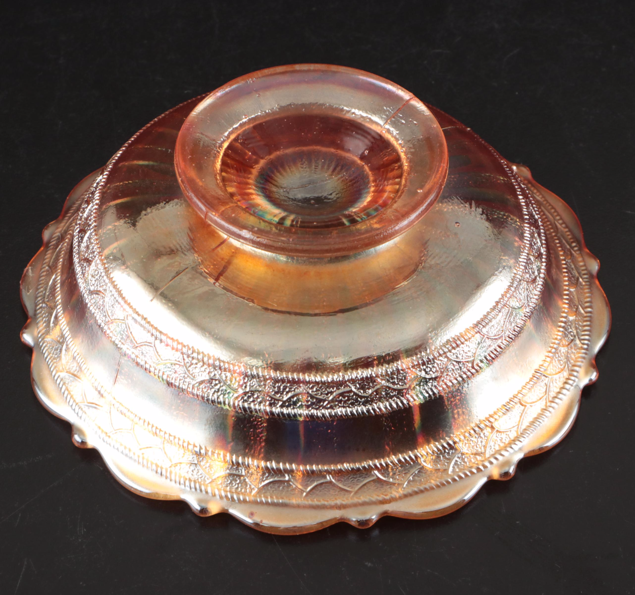 Fenton "Butterfly and Berry" Butter Dish with Other Marigold Carnival Glass