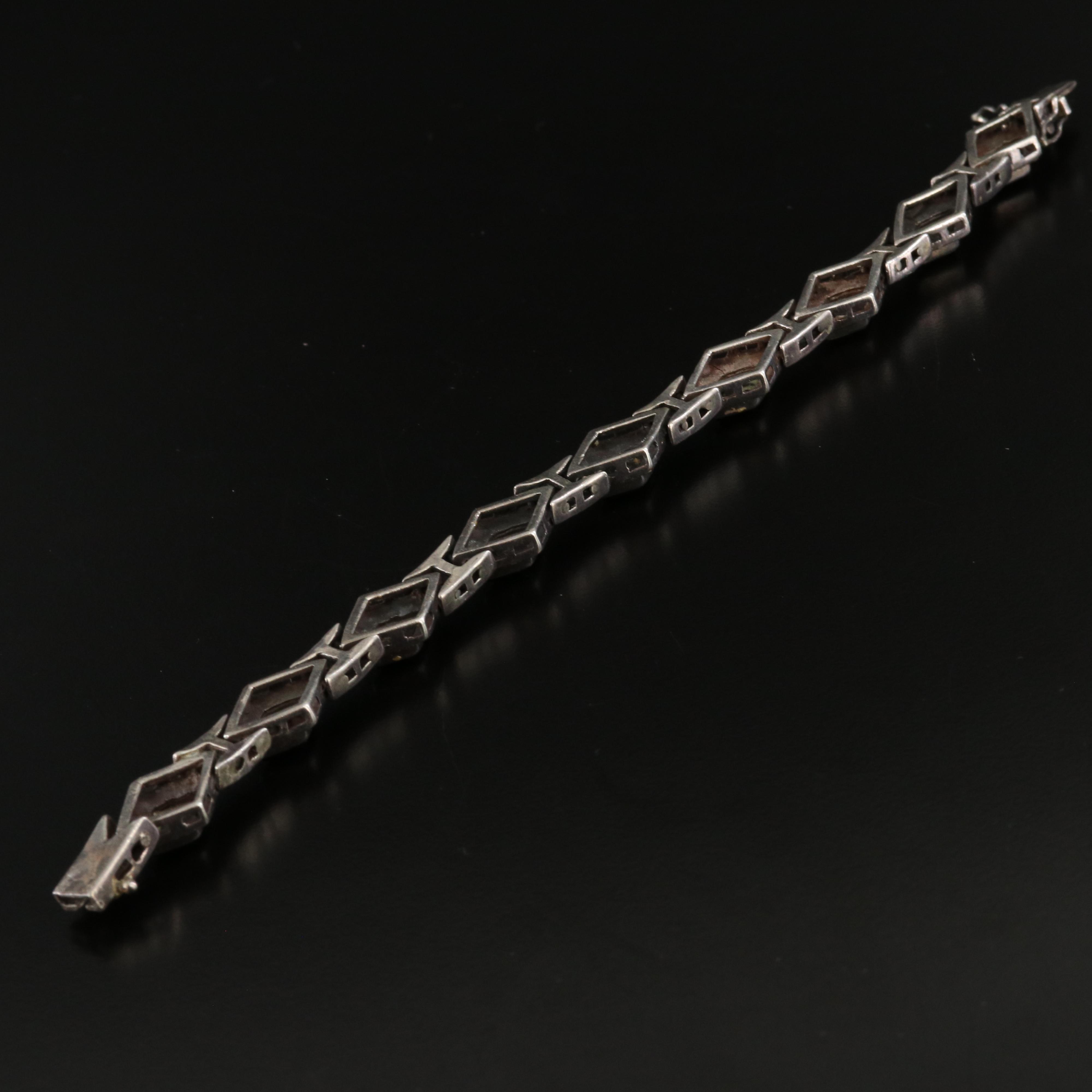 Sterling Black Onyx and Marcasite Bracelet