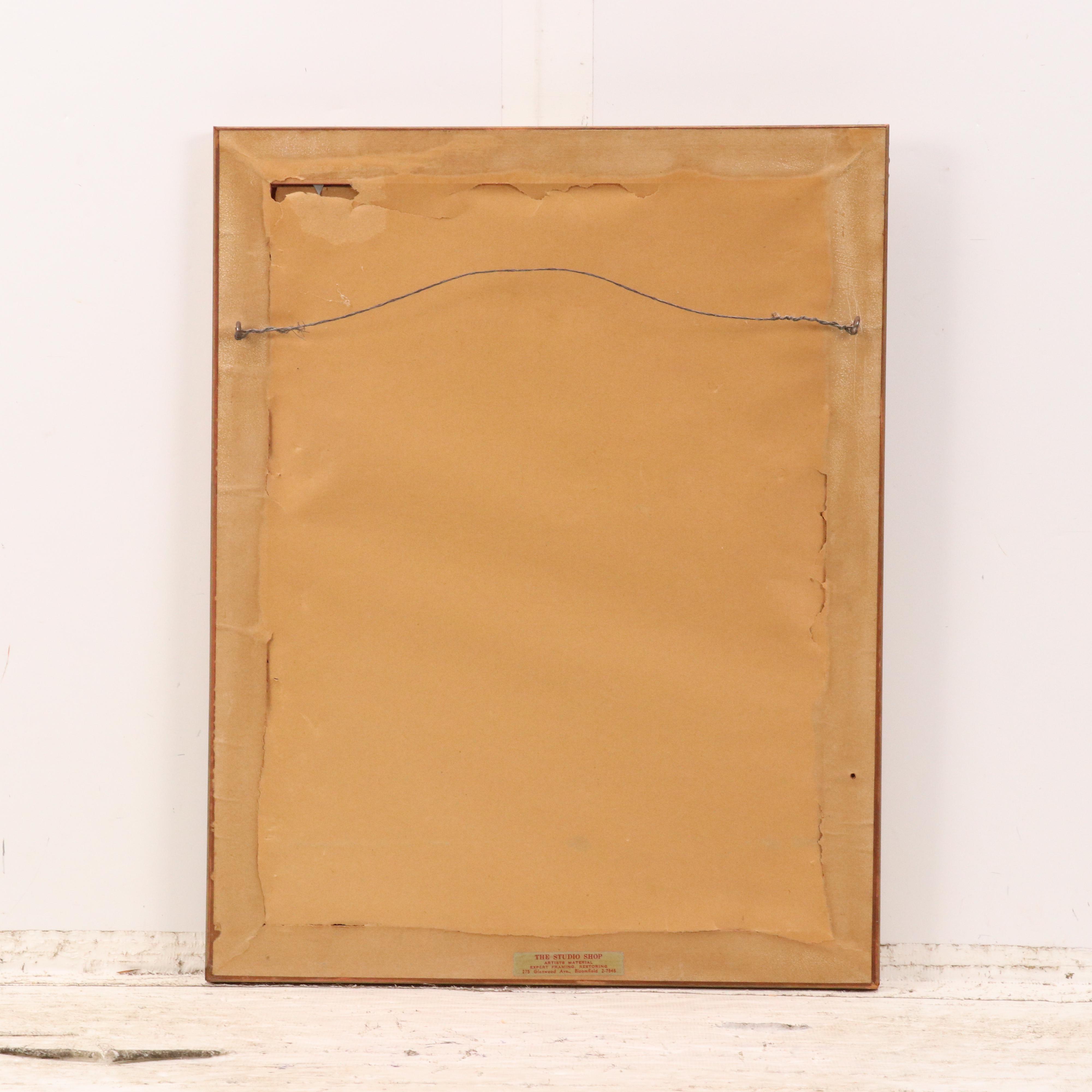 W. O. Bartlett Acrylic Painting of Tunisian Street Scene With Mosque, 1952