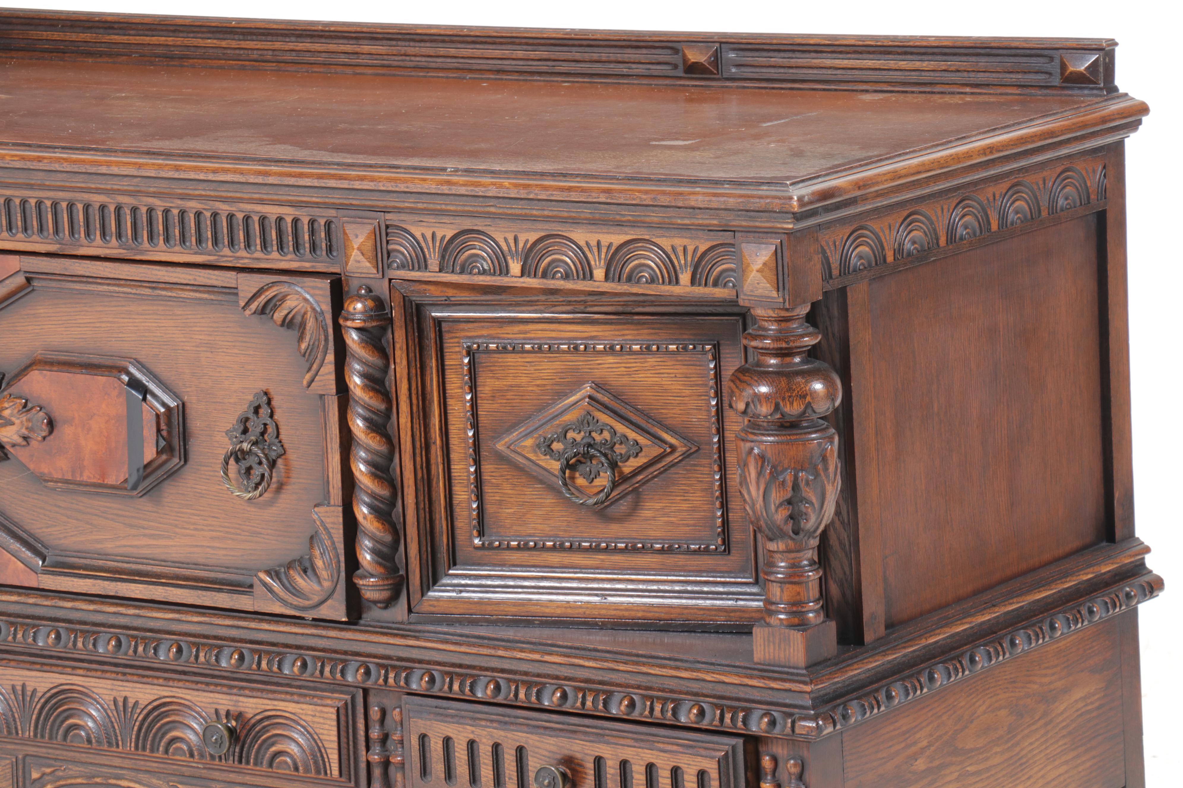 Jacobean Style Oak Sideboard, Early to Mid-20th Century