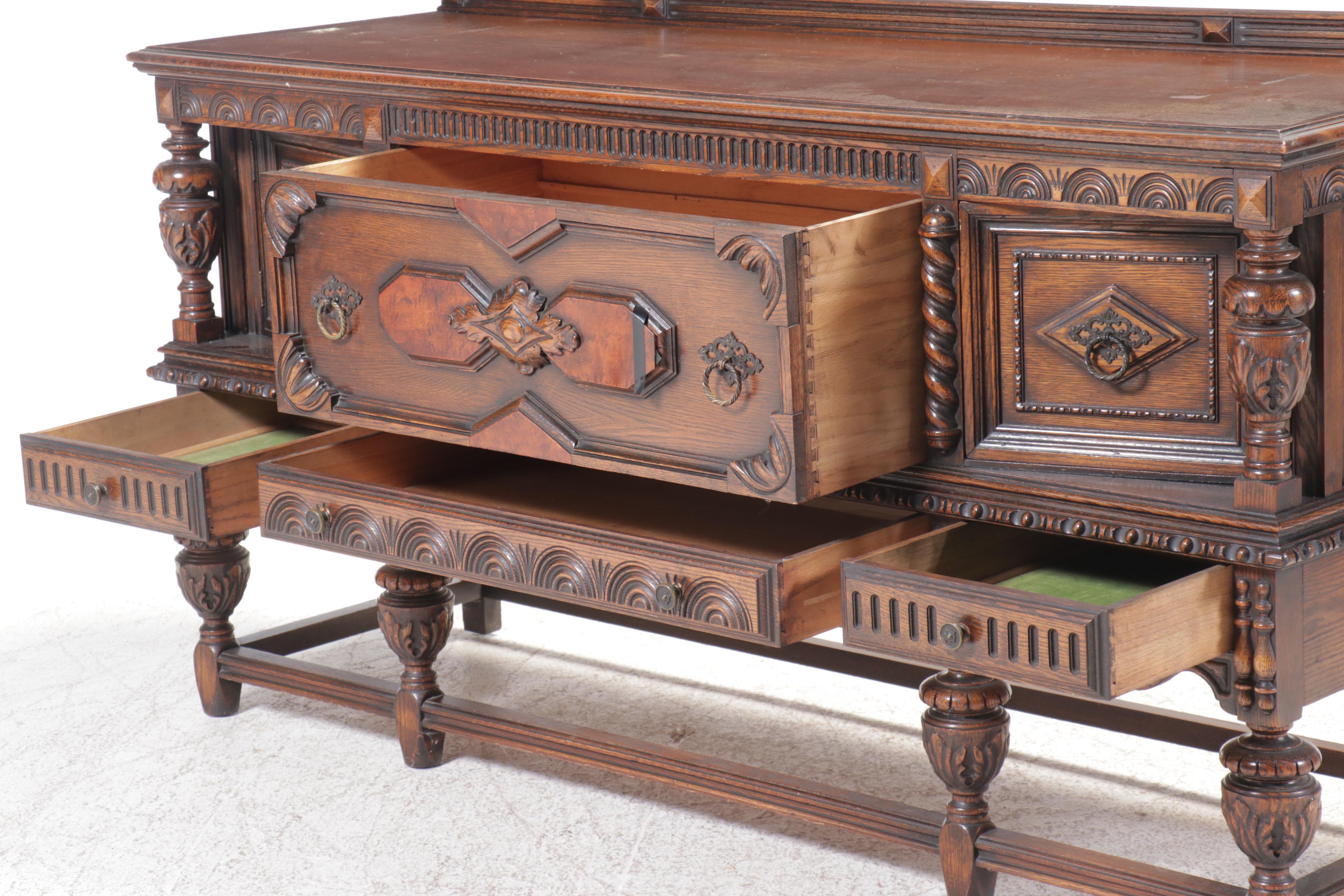 Jacobean Style Oak Sideboard, Early to Mid-20th Century