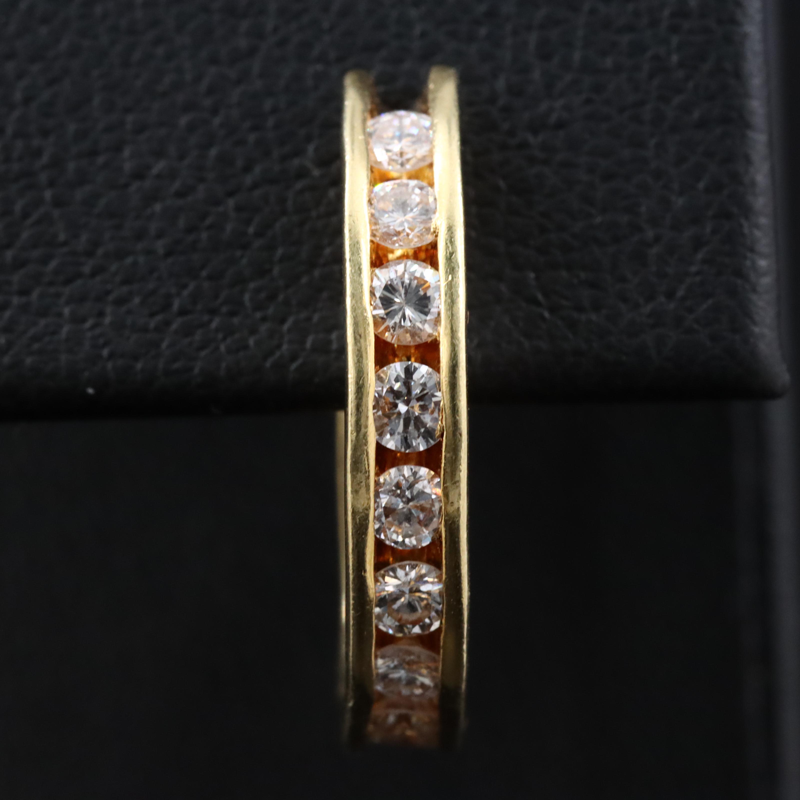 18K 1.08 CTW Diamond Hoop Earrings