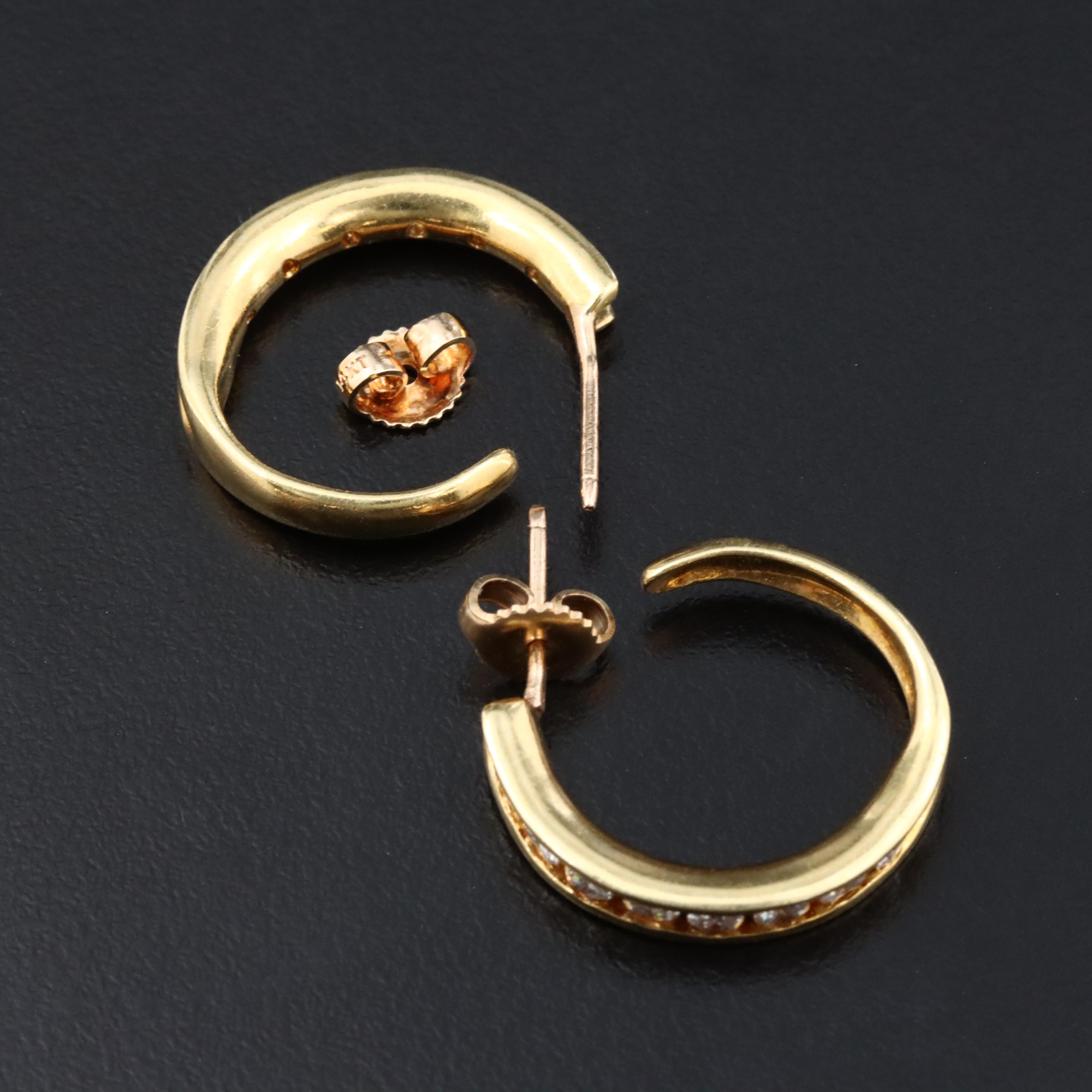 18K 1.08 CTW Diamond Hoop Earrings