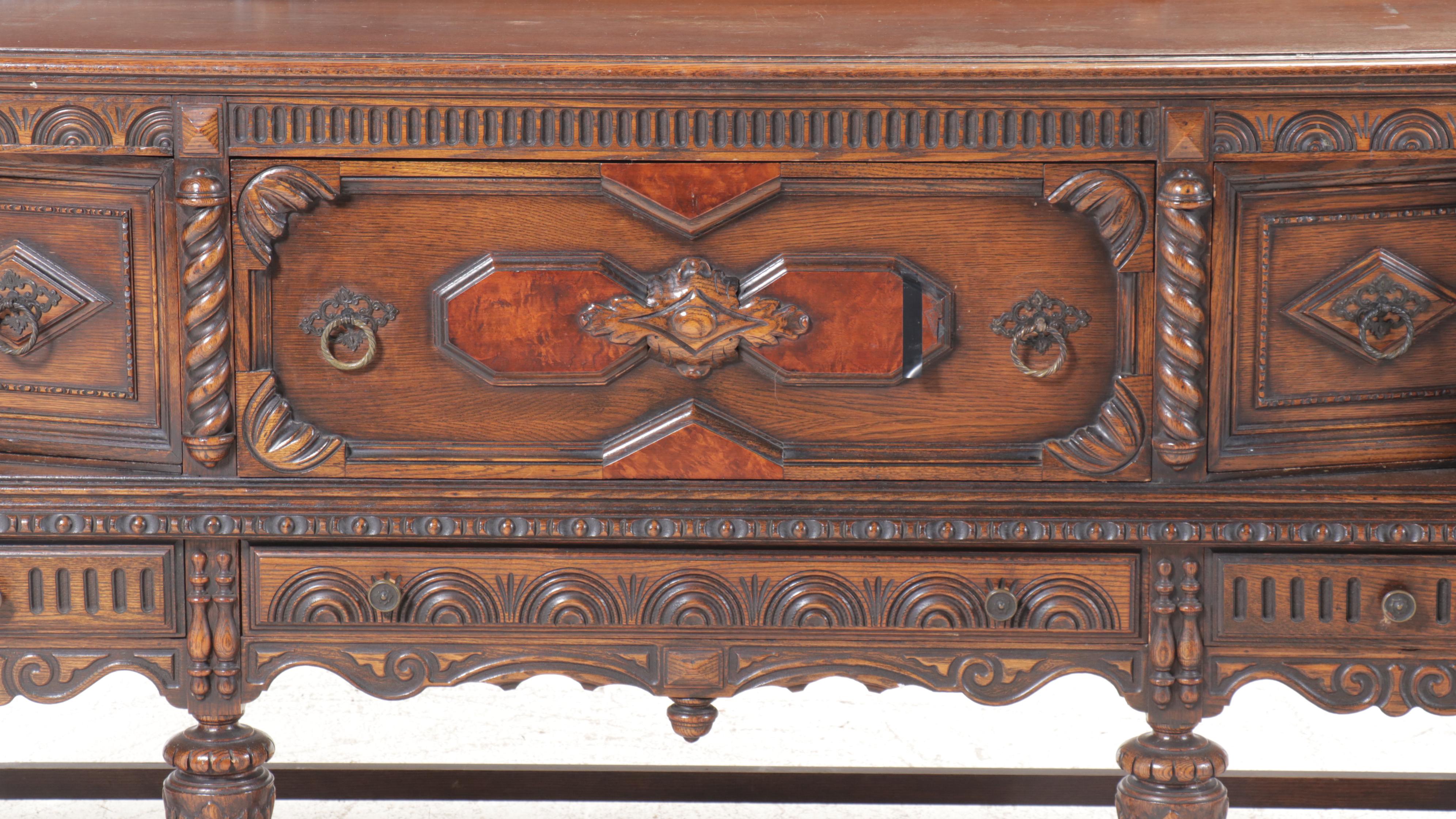 Jacobean Style Oak Sideboard, Early to Mid-20th Century