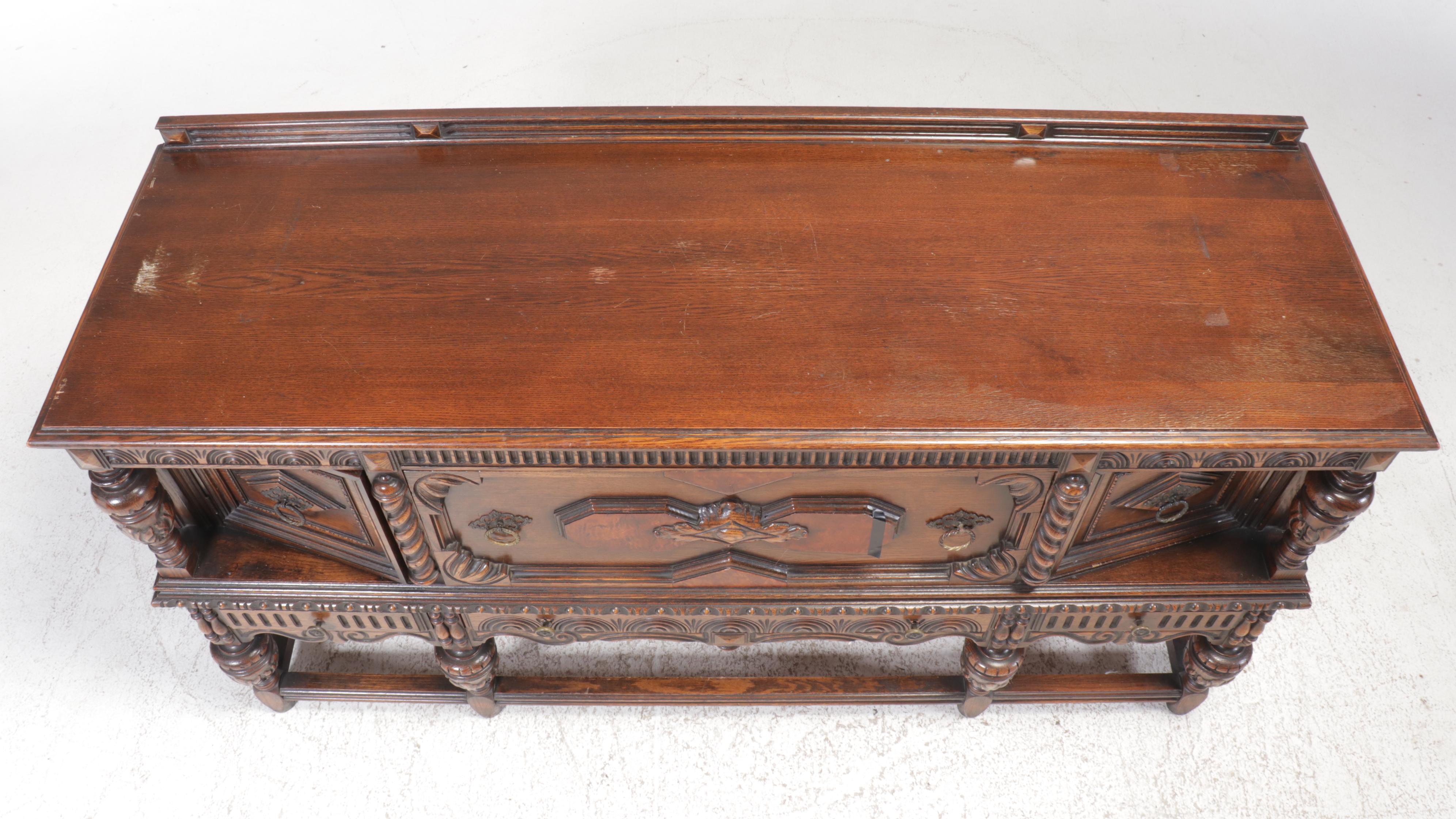 Jacobean Style Oak Sideboard, Early to Mid-20th Century