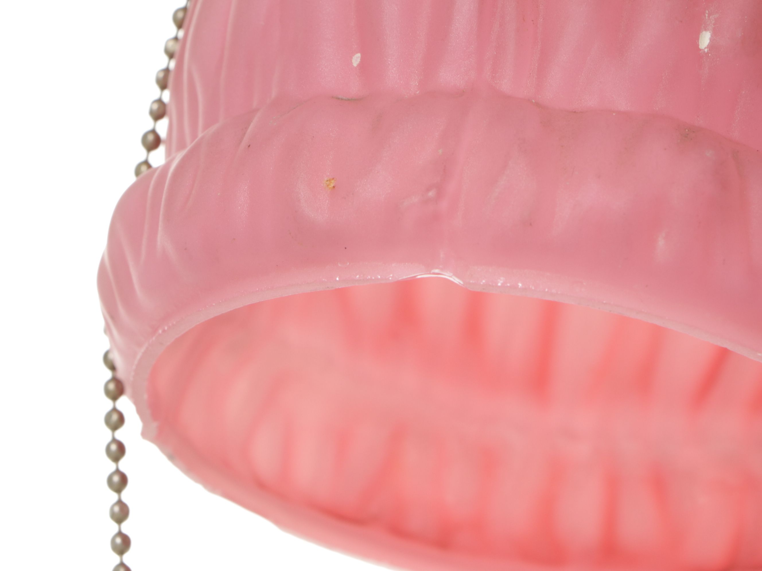 Victorian Bridge Arm Floor Lamp with Pink Ripple Satin Glass Shade