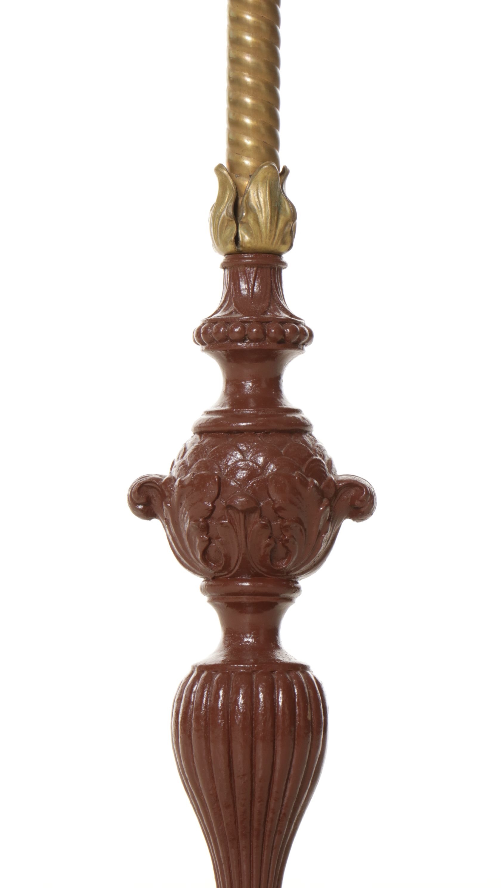 Victorian Bridge Arm Floor Lamp with Pink Ripple Satin Glass Shade